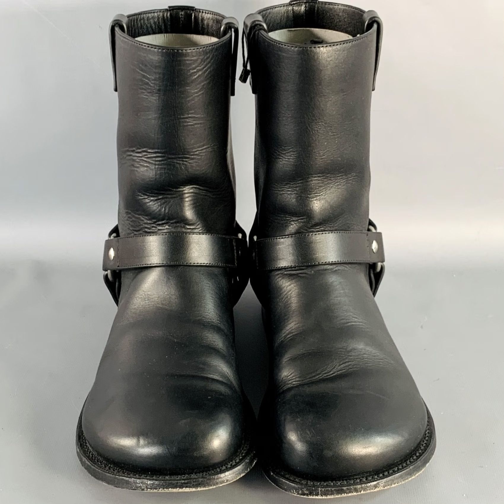 Loewe LOEWE Size 9 Black Leather Pull On Round Toe Harness Biker Boots Size US 9 / EU 42 - 4 Thumbnail