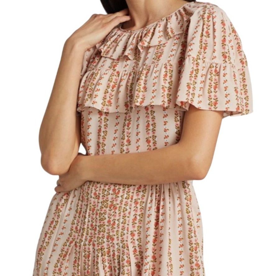 SeebyChloe Josephine Floral Ruffle Trim Mini Dress Size 6