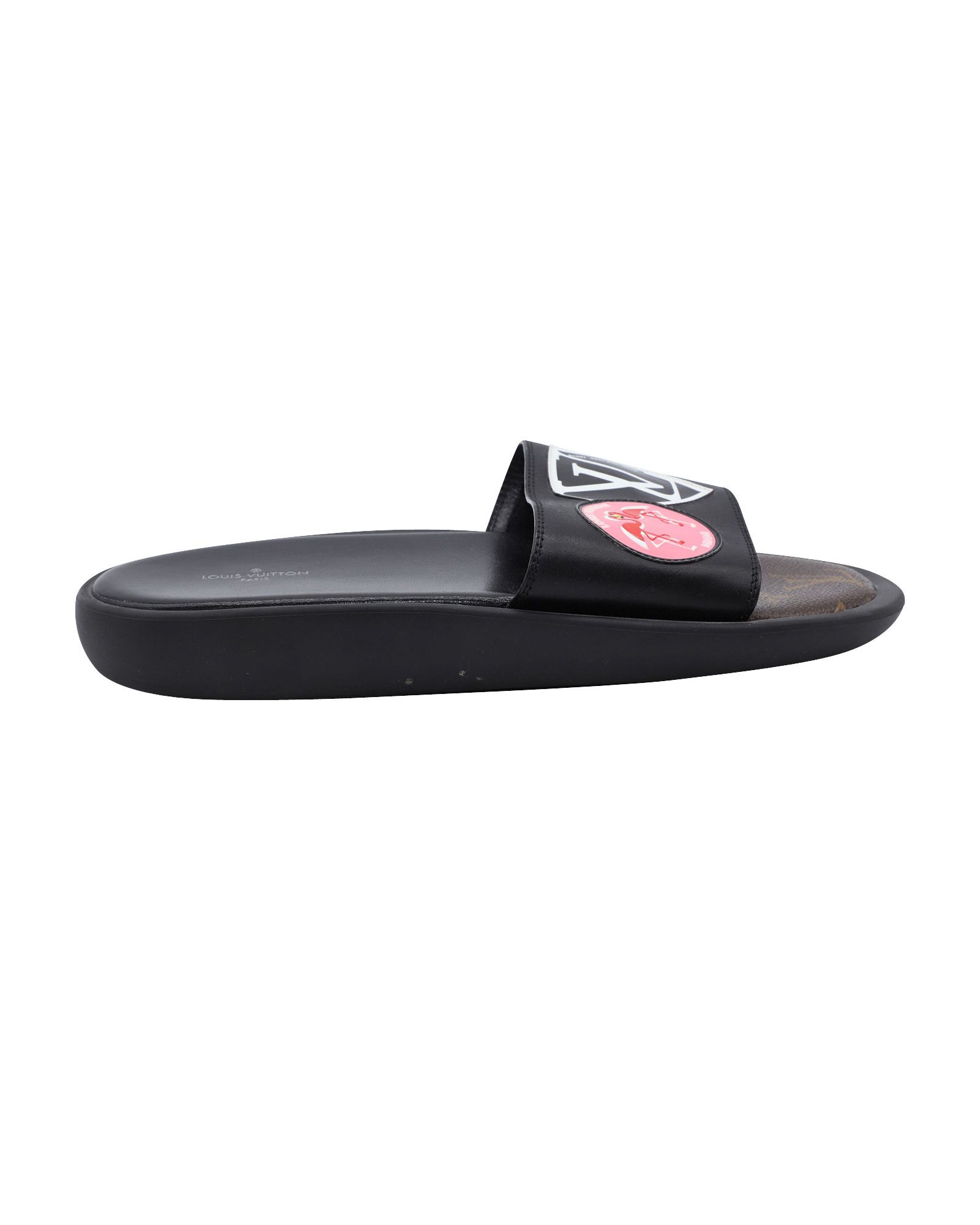 Louis Vuitton Louis Vuitton Flamingo Flat Slides in Black Leather Size US 8 / IT 38 - 1 Thumbnail