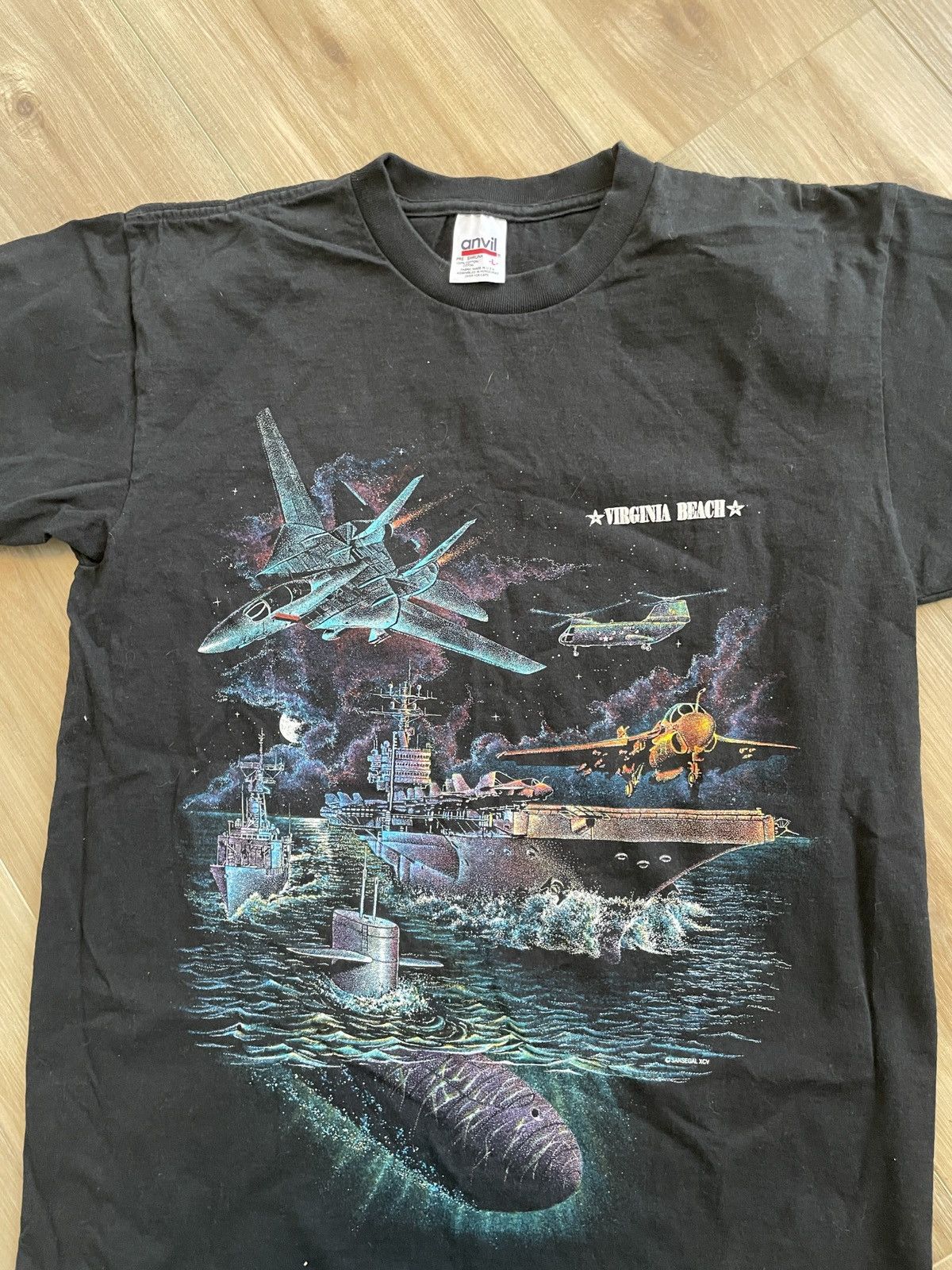 Other Vintage 90s Anvil Single Stitch USS Lexington Virginia Beach Size US L / EU 52-54 / 3 - 2 Thumbnail