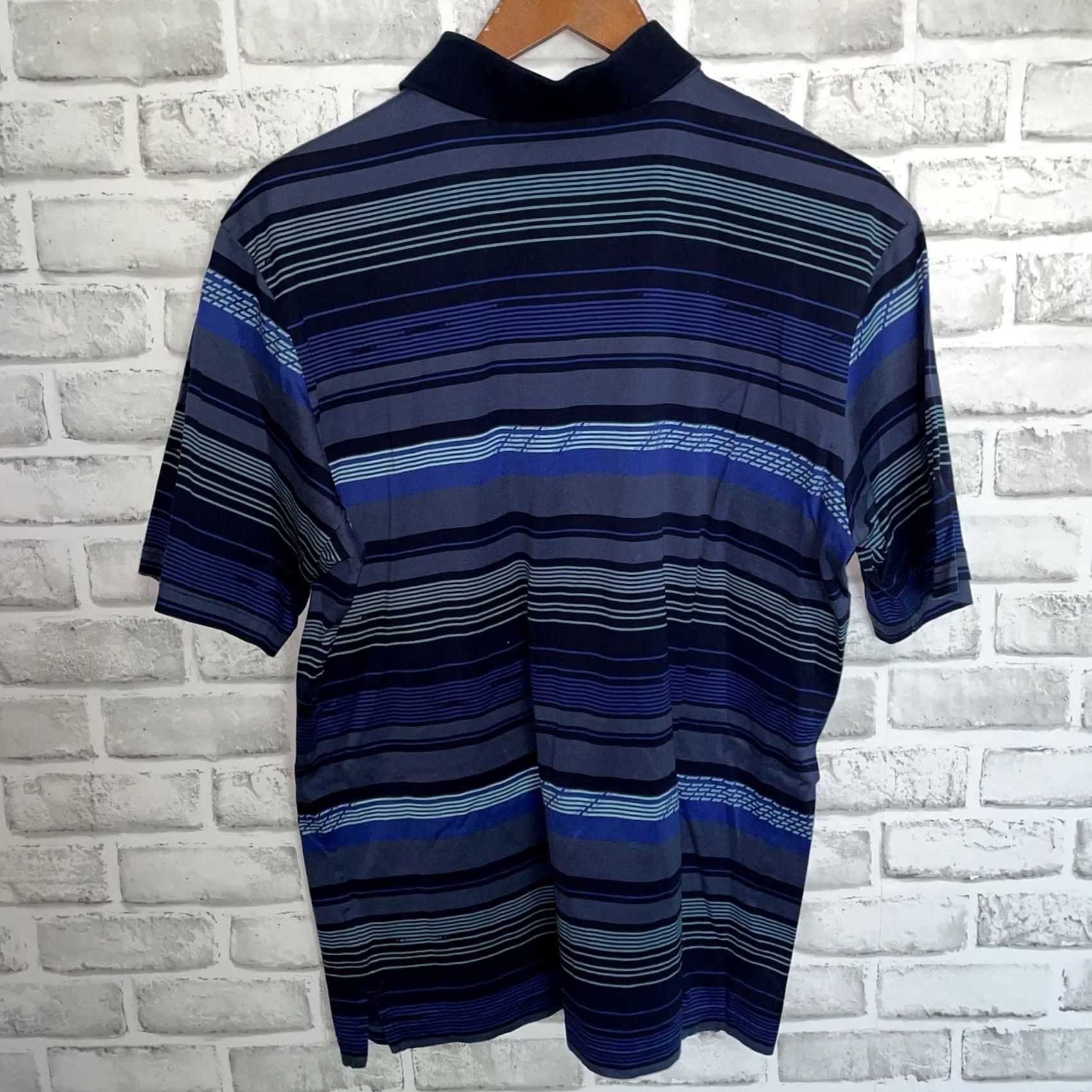 BUGATCHI BUGATCHI Polo Shirt Striped Blue Mens M Size US M / EU 48-50 / 2 - 5 Thumbnail
