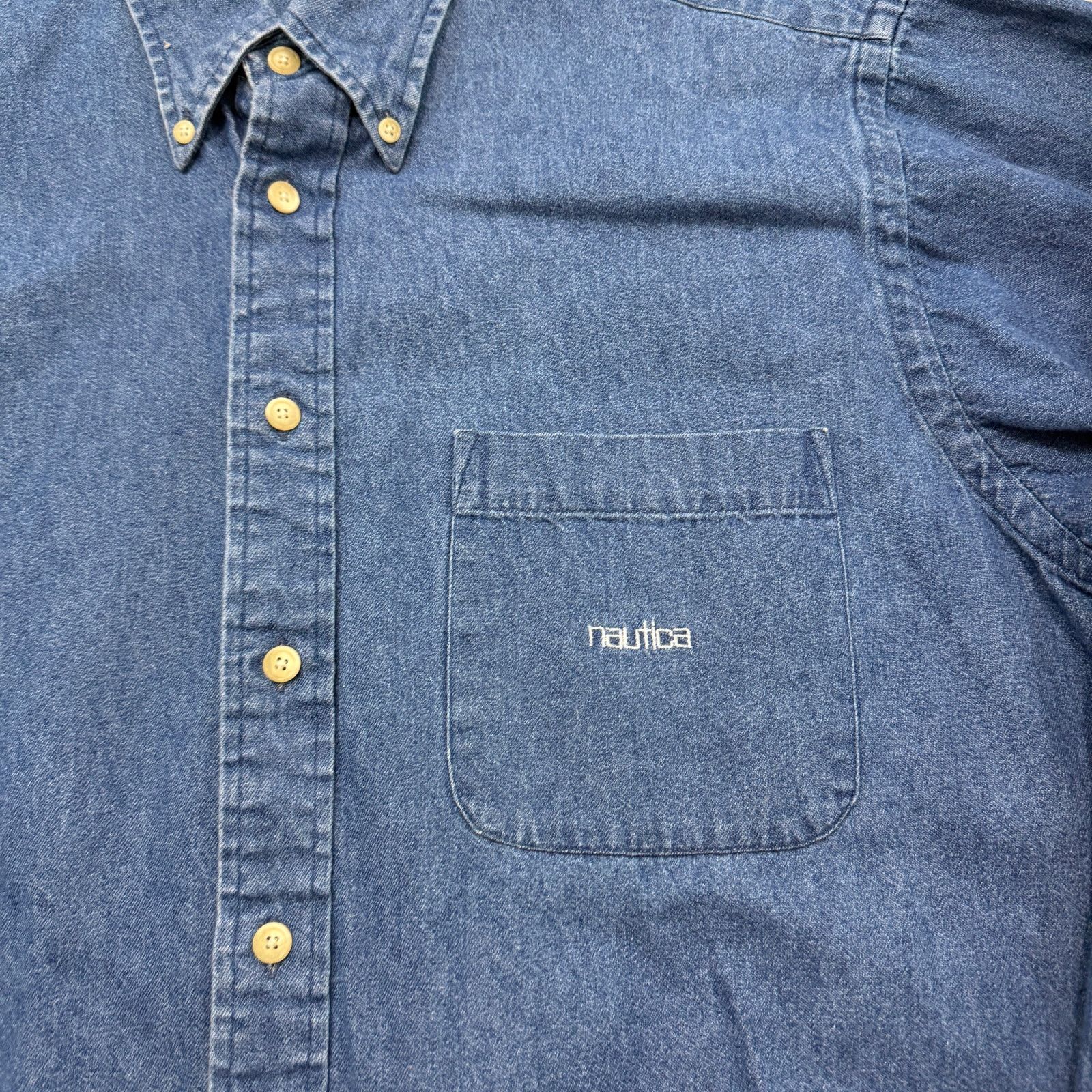 Nautica Vintage Nautica Denim Shirt Men's Large Blue Button Up 90s Size US L / EU 52-54 / 3 - 3 Thumbnail