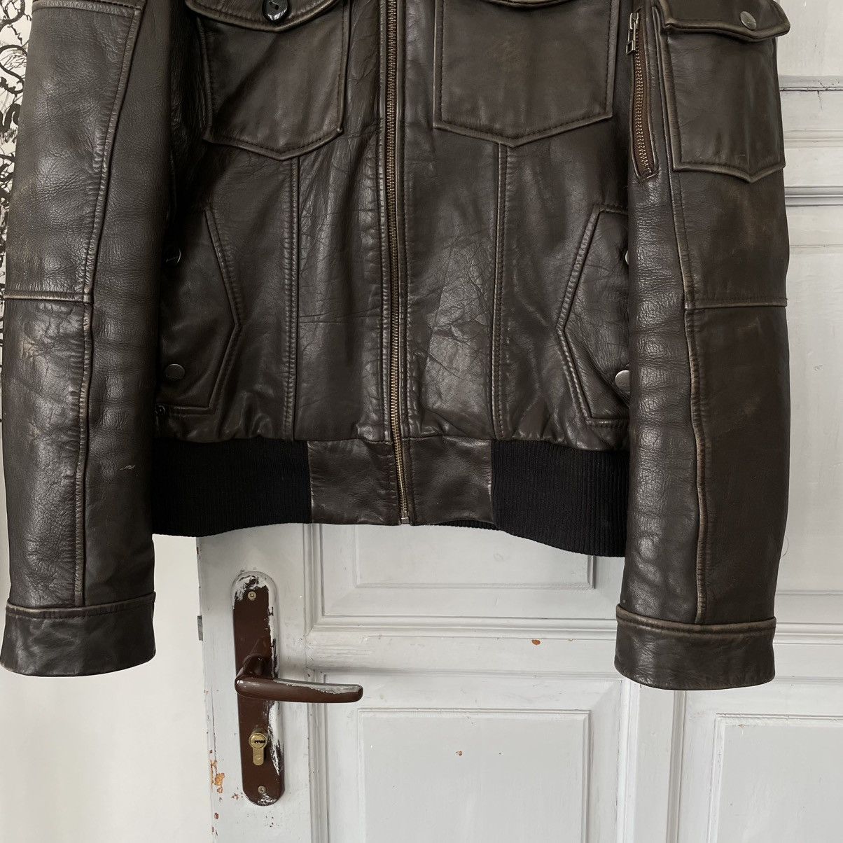 Vintage Vintage Avantgarde Cargo Leather Jacket sz M Size US M / EU 48-50 / 2 - 6 Thumbnail