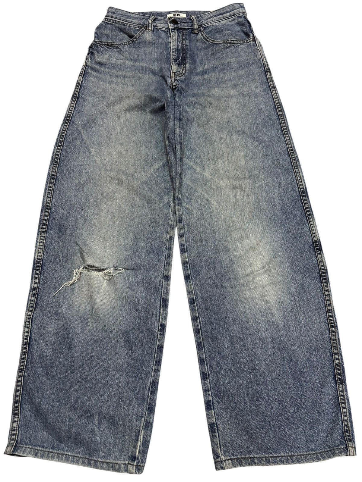 Christophe Lemaire Vtg Christophe Lemaire x Uniqlo Baggy Distressed Jeans Size US 27 - 1 Thumbnail
