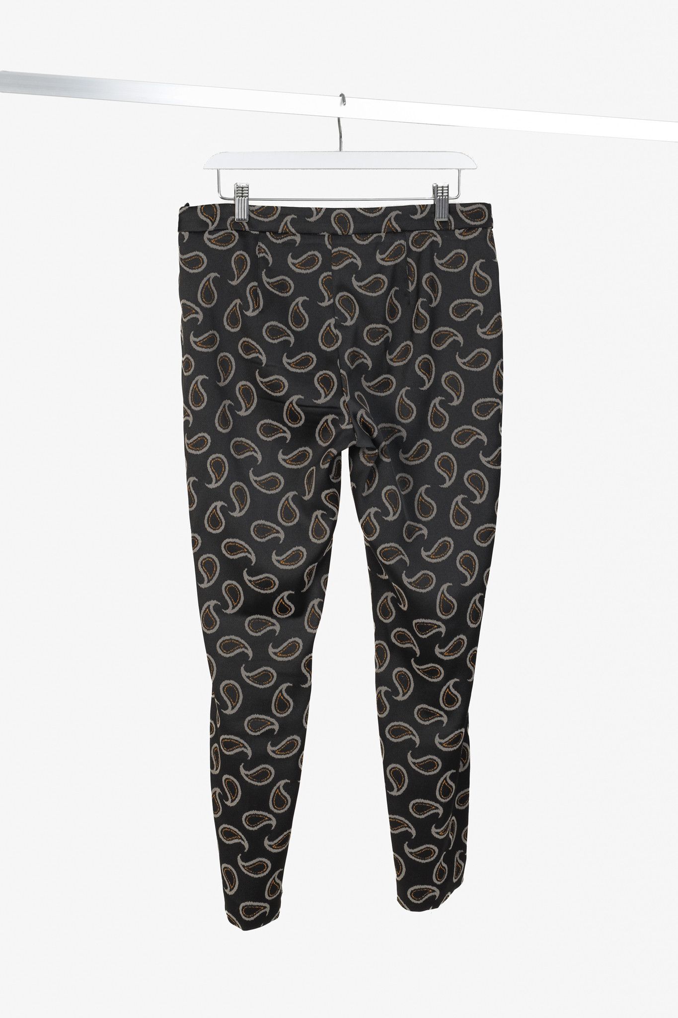 Luisa Cerano Luisa Cerano Black Paisley Satin-Jacquard Pants Size 33" - 2 Thumbnail
