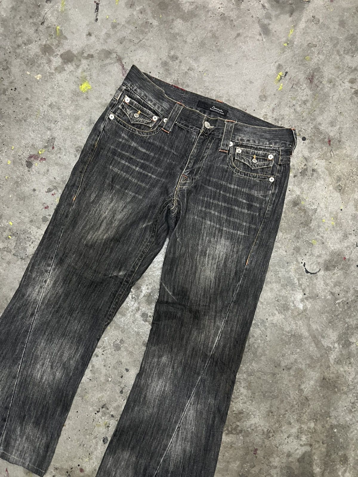 Designer × Japanese Brand FLARED🔥DOMINATE BRAND DISTRESSED DENIM PANT Size US 34 / EU 50 - 6 Thumbnail