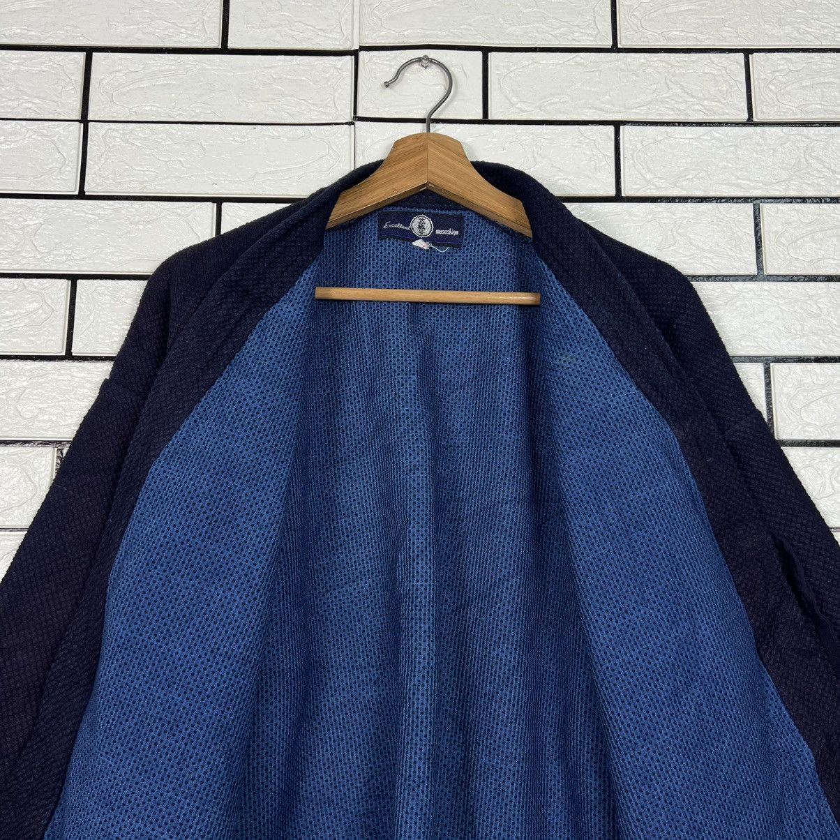 Japanese Brand Indigo Bushu Navy Blue Sashiko Thick Weave Kimono #4155-C190 Size US L / EU 52-54 / 3 - 11 Thumbnail