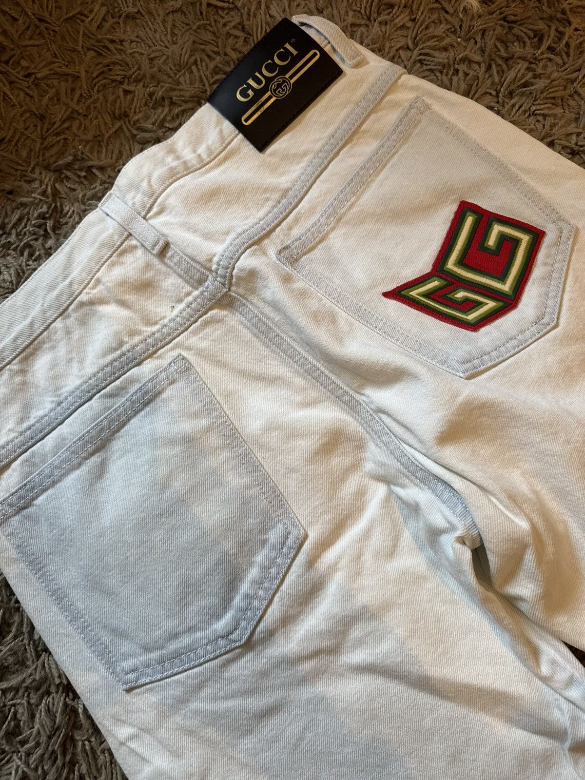Gucci Gucci GG Patch Logo White Denim Size US 32 / EU 48 - 1 Thumbnail