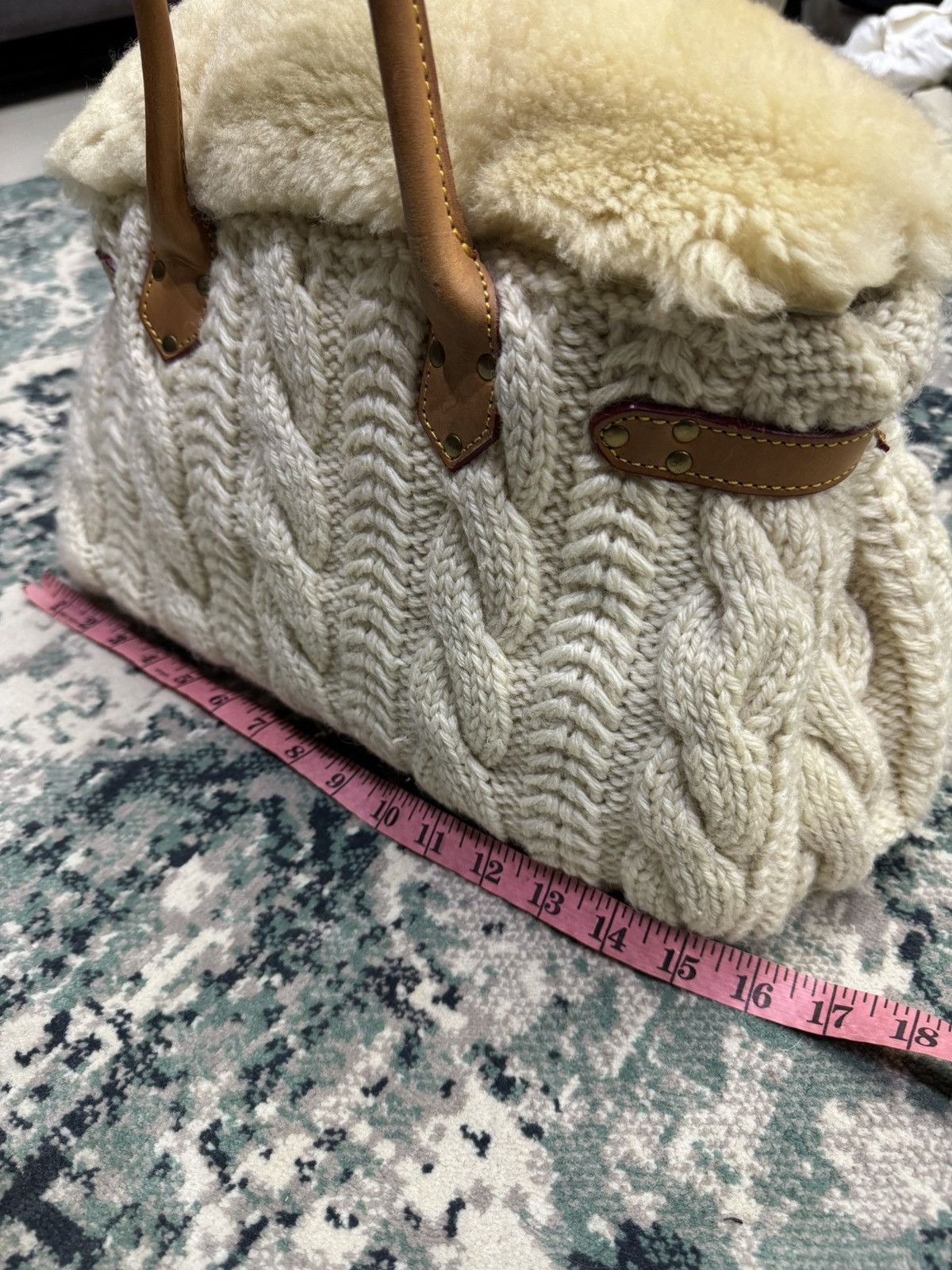 Handmade MONTEROSA CABLEKNIT SHEEPSKIN HANDMADE BIRKIN STYLE HANDBAG Size ONE SIZE - 8 Thumbnail