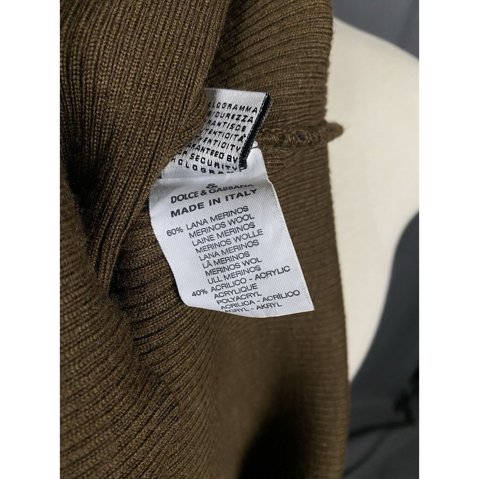 Dolce & Gabbana Dolce&Gabbana VTG Striped Men's Brown Wool Crewneck Sweater Size US L / EU 52-54 / 3 - 12 Thumbnail
