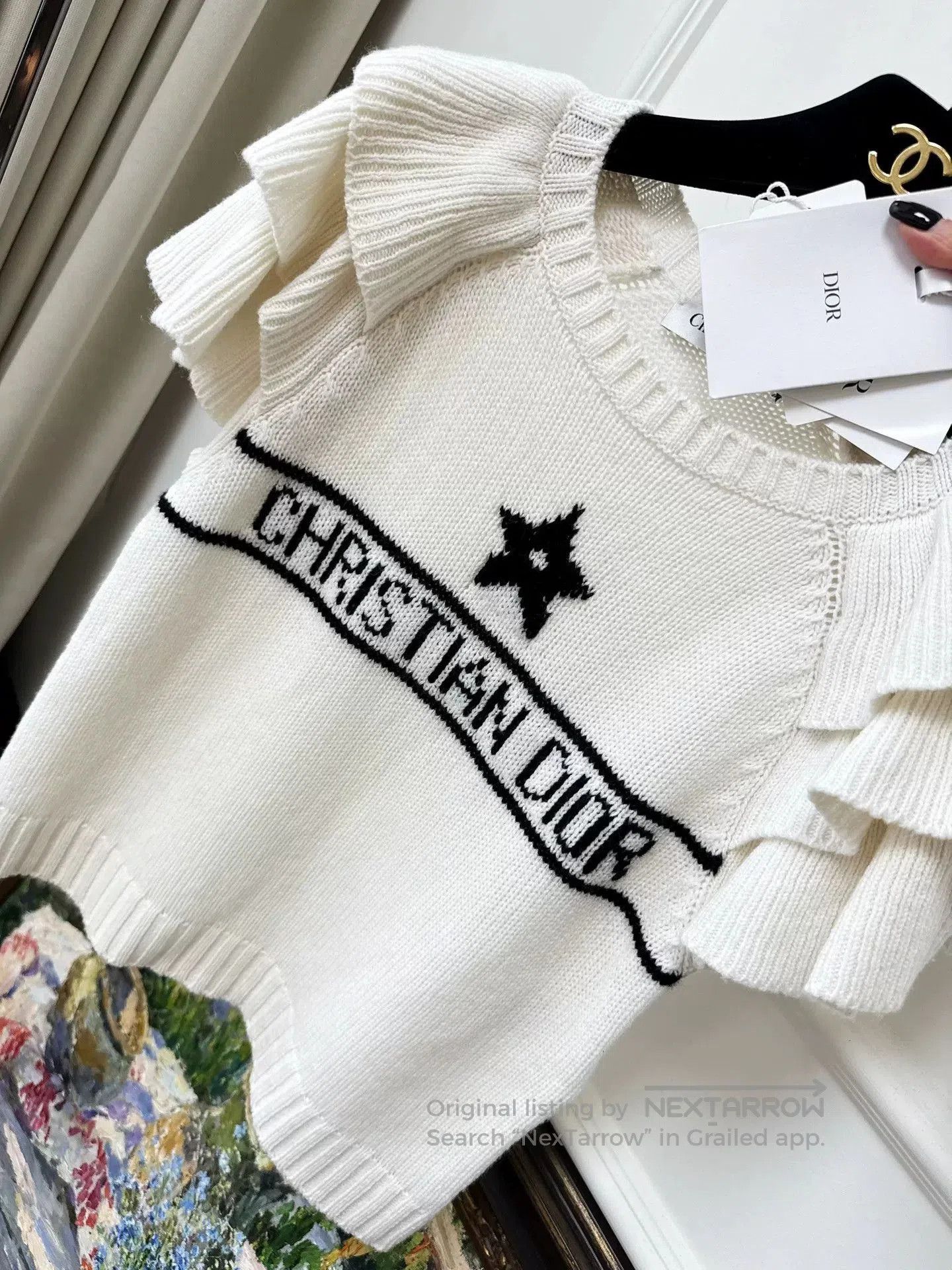 Dior dior black star logo white ruffled top. Size US S / EU 44-46 / 1 - 6 Thumbnail