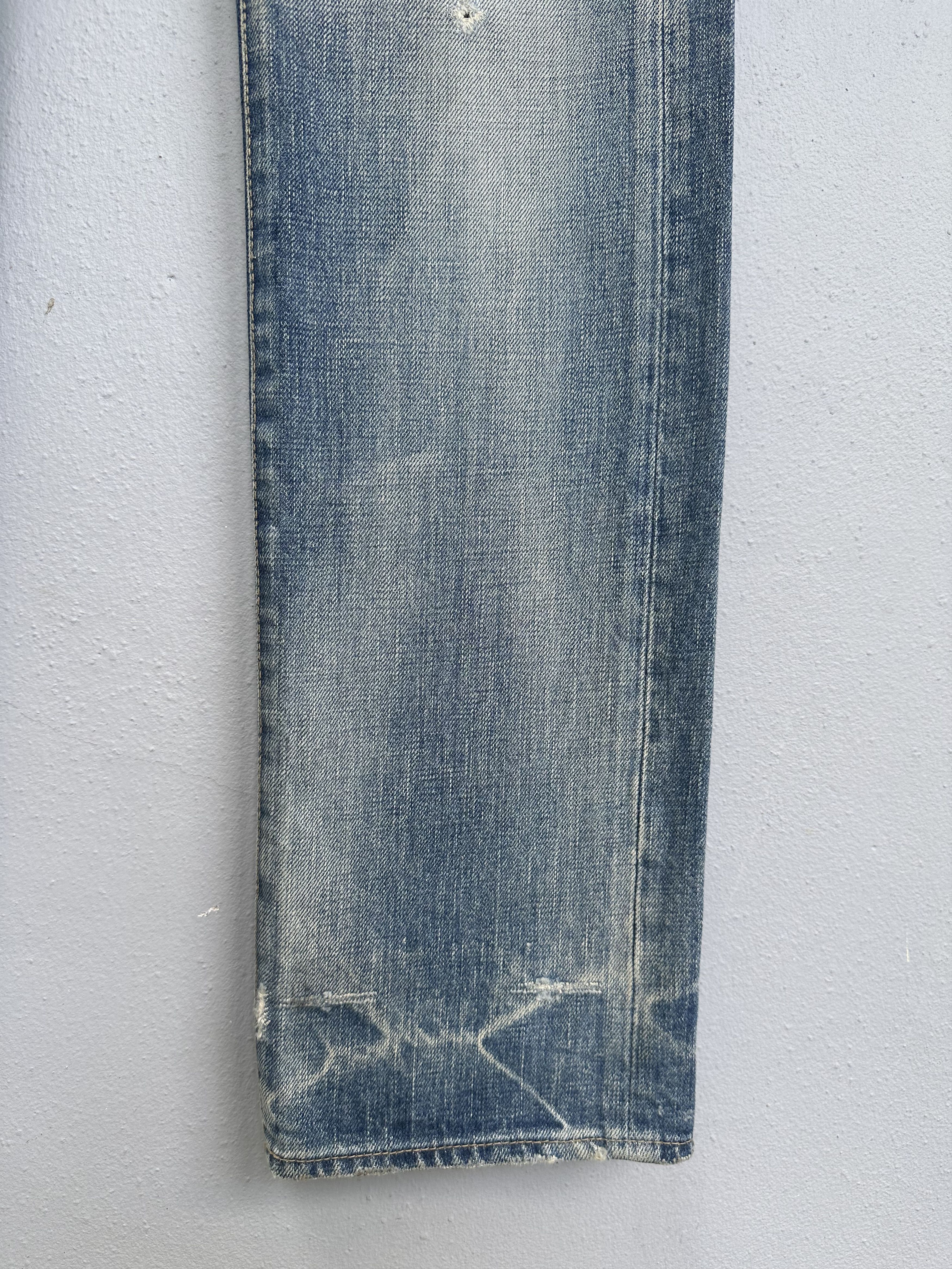 OMNIGOD Vtg Distressed Rips Boro Patchwork Omnigod Flare Denim Jeans Size US 29 - 14 Thumbnail