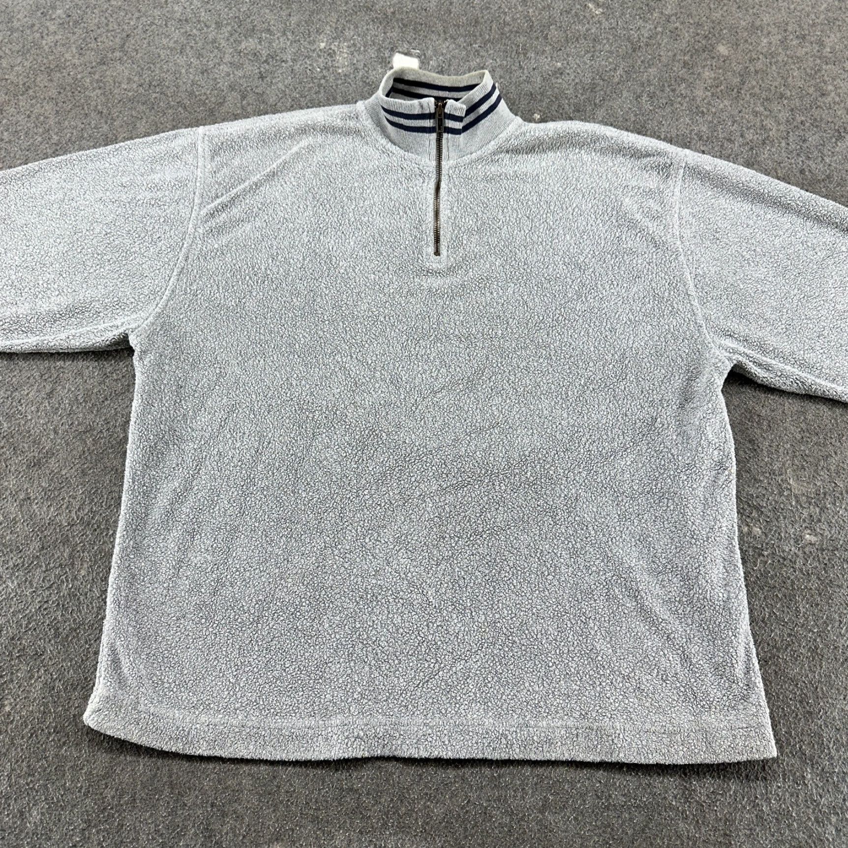 J.Crew VINTAGE J.CREW Pullover Sweatshirt 1/4 Zip Mens L Grey 90s Preppy Mock Neck Fleece Polyester Cotton Size US L / EU 52-54 / 3 - 3 Thumbnail