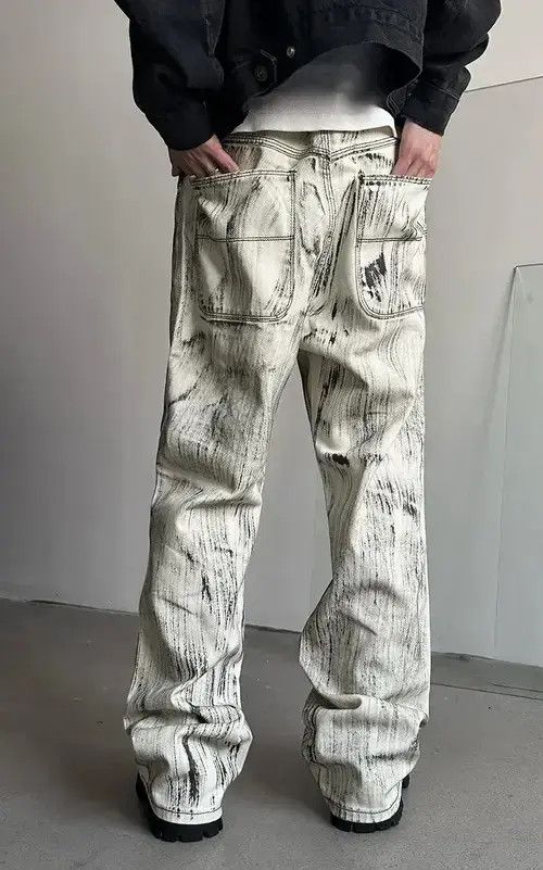 Jean Avant garde fashion painted jeans pants Size US 32 / EU 48 - 3 Thumbnail