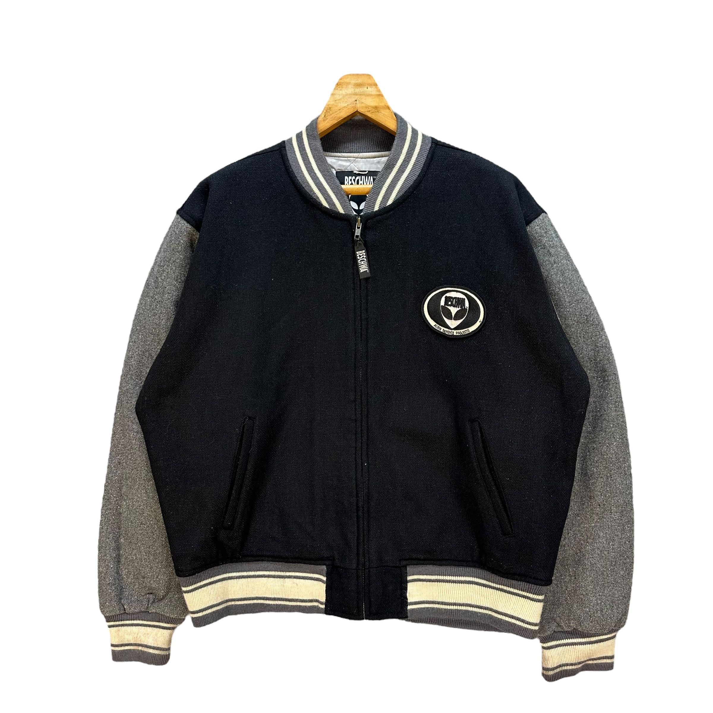BESCHWA Embroidery Big Logo Wool Bomber Jacket #A53-1238