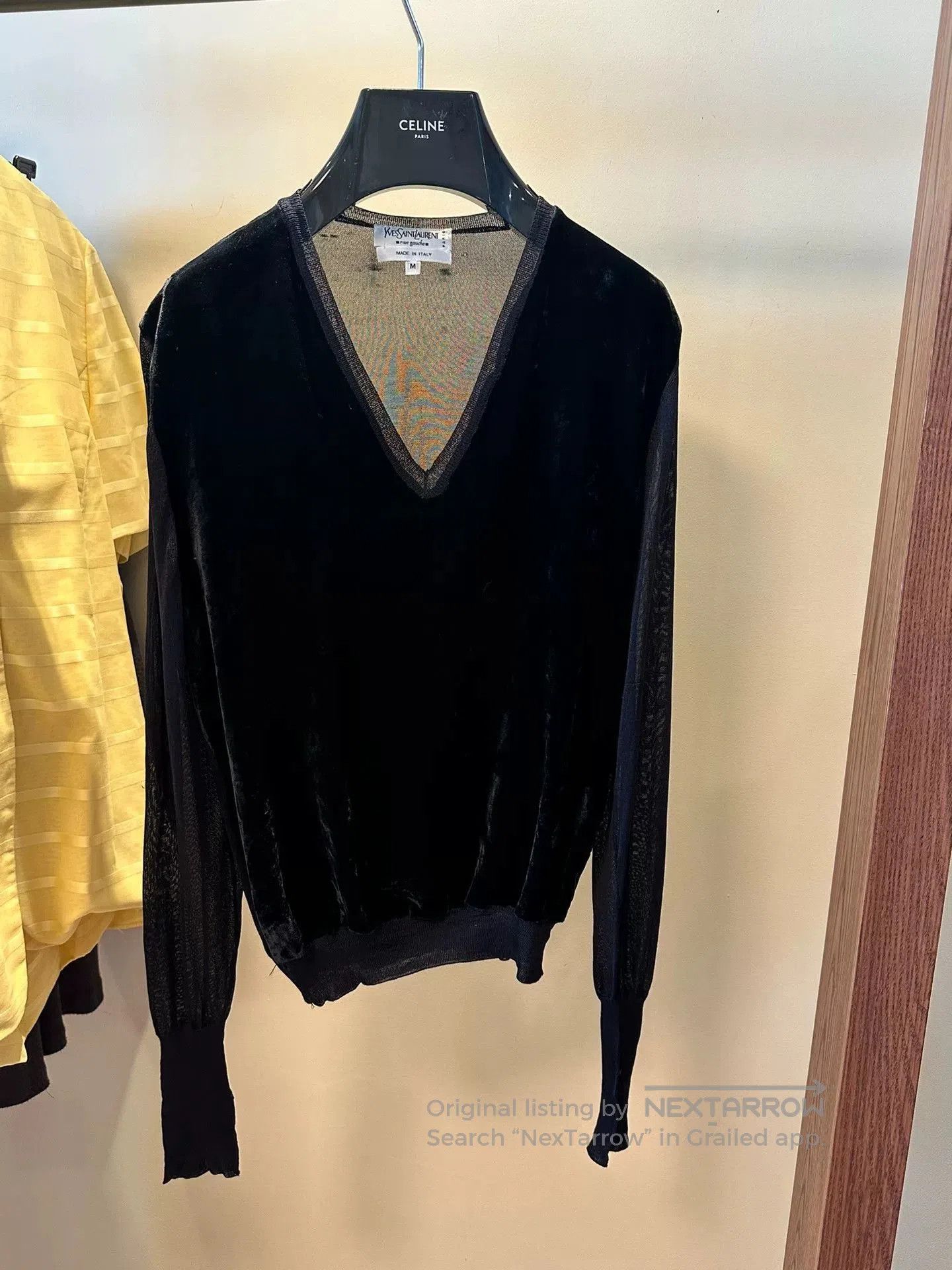 Saint Laurent Paris Yves Saint Laurent Velvet Sheer Sleeve Top. Size M / US 6-8 / IT 42-44 - 1 Thumbnail