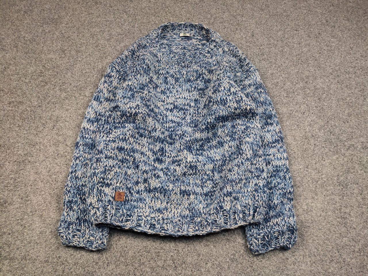 Designer Pachamama Design Handmade Knit Wool Blue Pullover Sweater Size US L / EU 52-54 / 3 - 2 Thumbnail