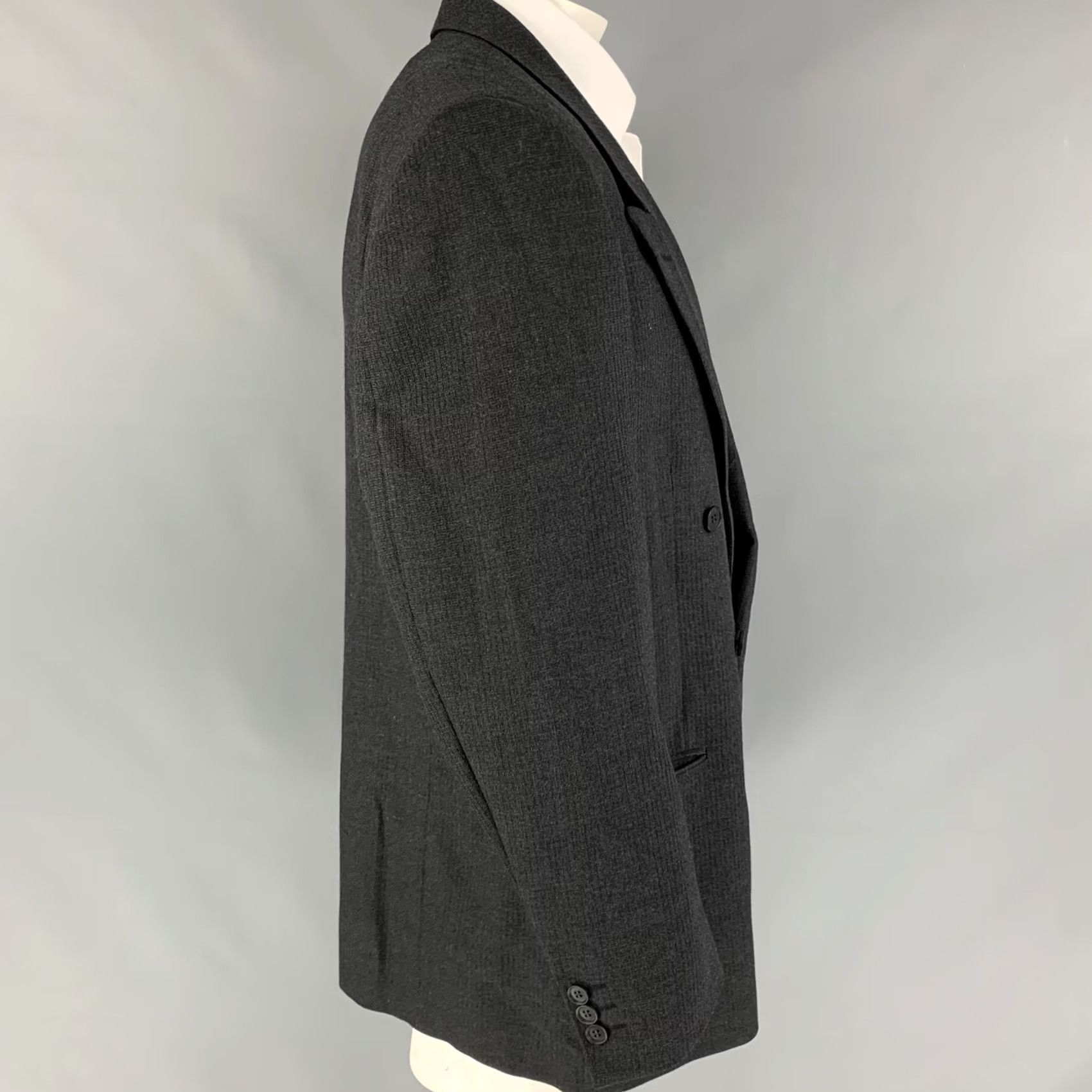 Yves Saint Laurent VINTAGE YVES SAINT LAURENT Size 46 Regular Dark Gray Textured Wool Sport Coat Mens Size US S / EU 44-46 / 1 - 2 Thumbnail