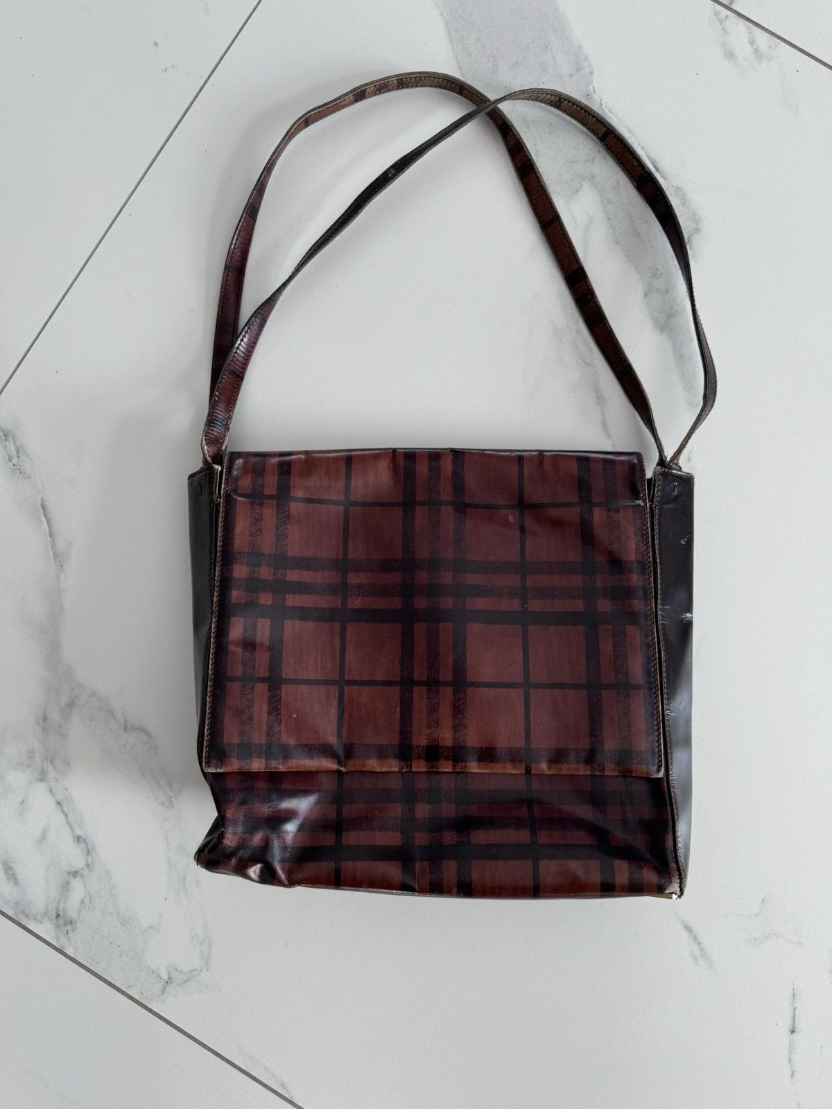 image of Vinyl Burberry Nova Check Sling Crossbody Bag, Men's