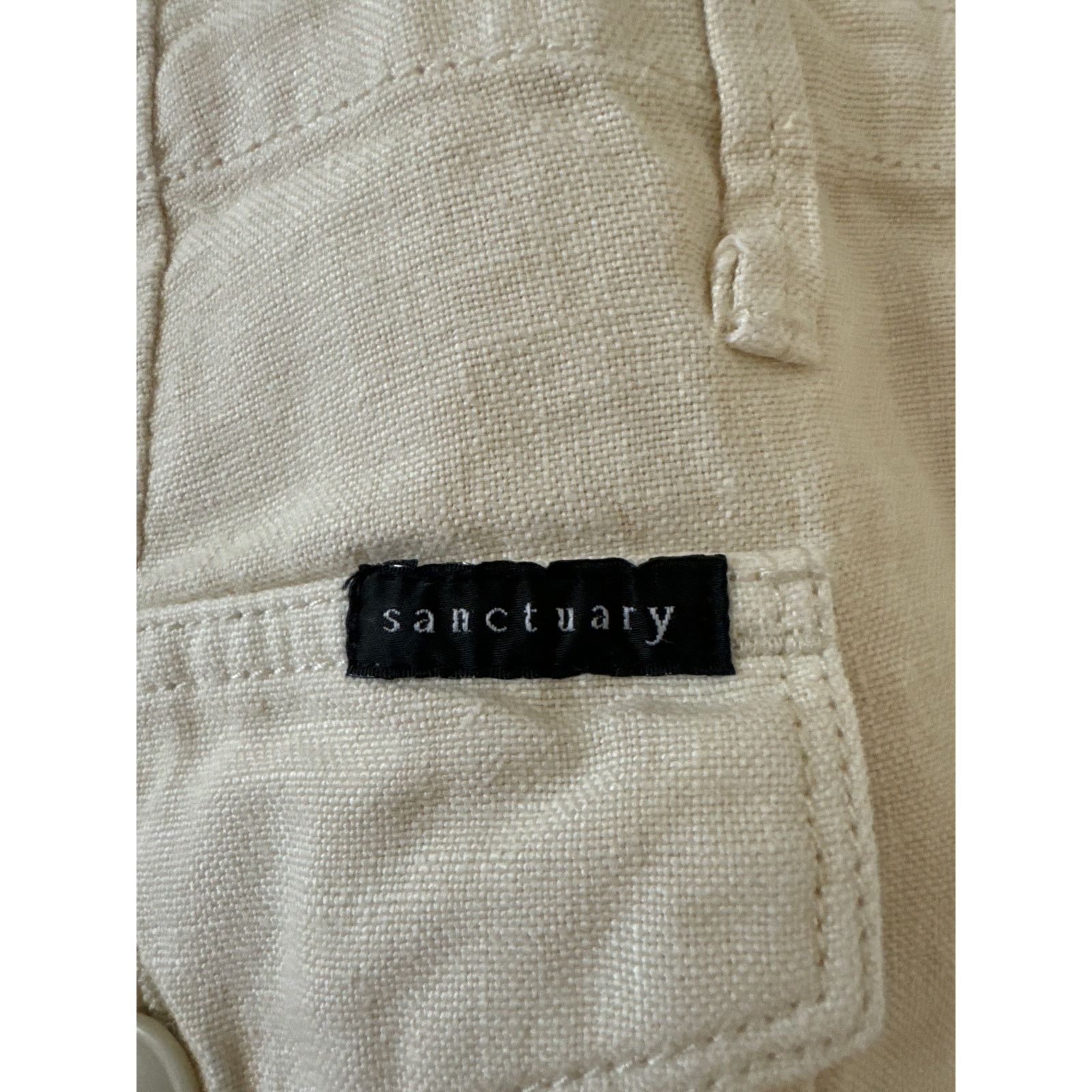 Sanctuary Sanctuary Linen Shorts, Size 27 Beige Roll Hem Slip Pockets Size 27" / US 4 / IT 40 - 3 Thumbnail
