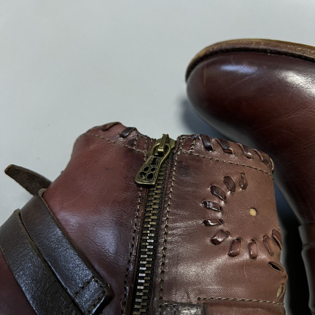 A.S.98 A.S.98 Airstep Design Zip Ankle Boots Shoes Burgundy leather Size US 7 / IT 37 - 14 Thumbnail