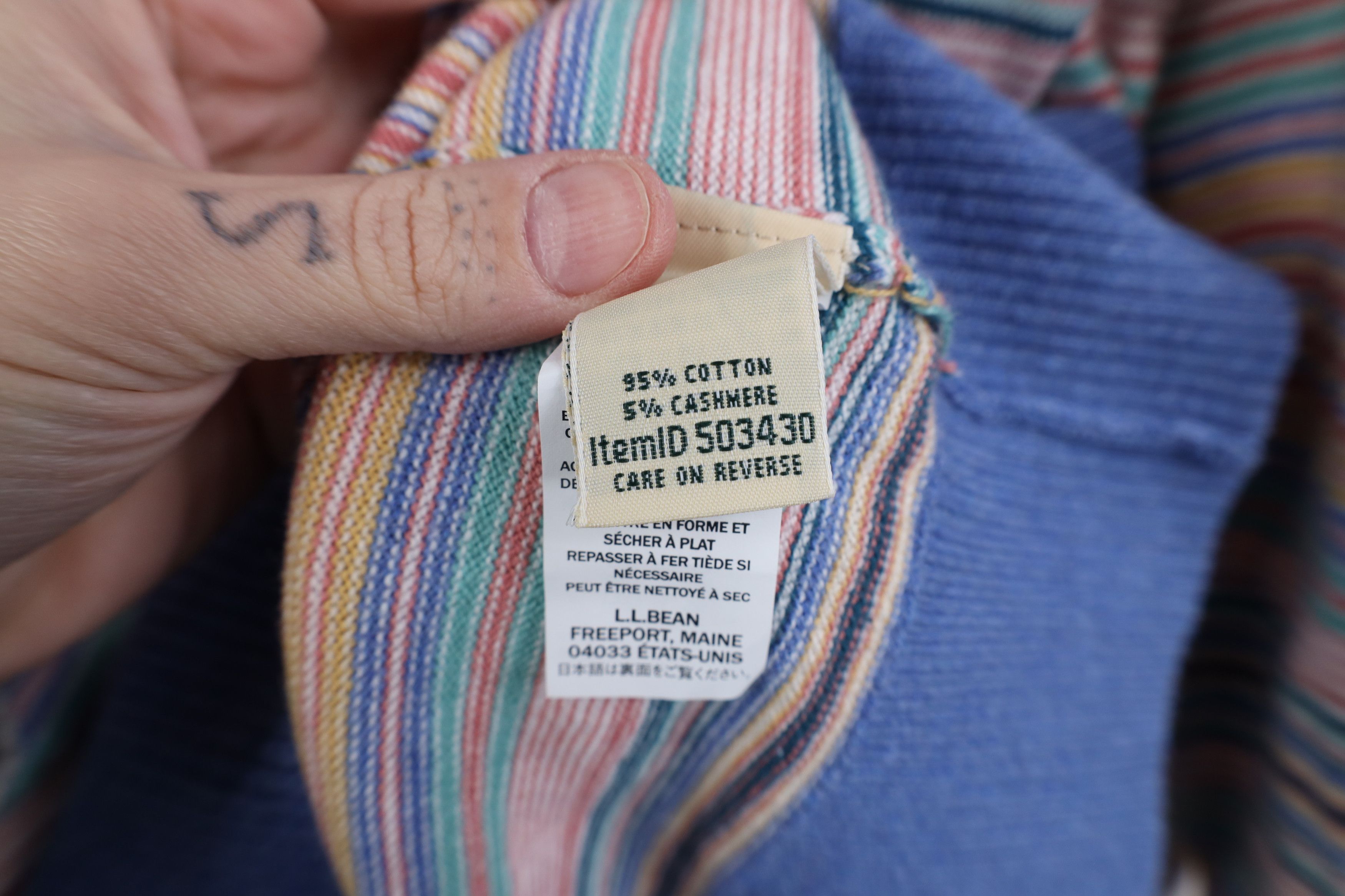 L.L. Bean Vintage LL Bean Cashmere Striped Knit Turtleneck Sweater Size L / US 10 / IT 46 - 8 Thumbnail