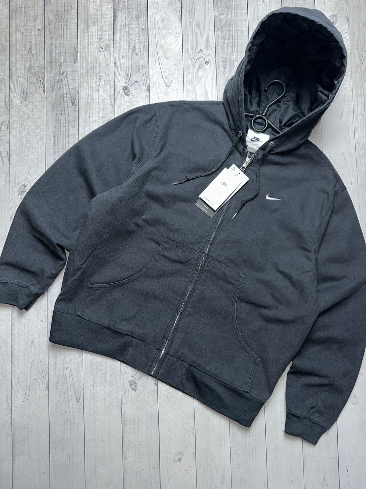 Vintage Vintage Nike denim jacket workwear S,XL logo rare Hooded Size US S / EU 44-46 / 1 - 3 Thumbnail