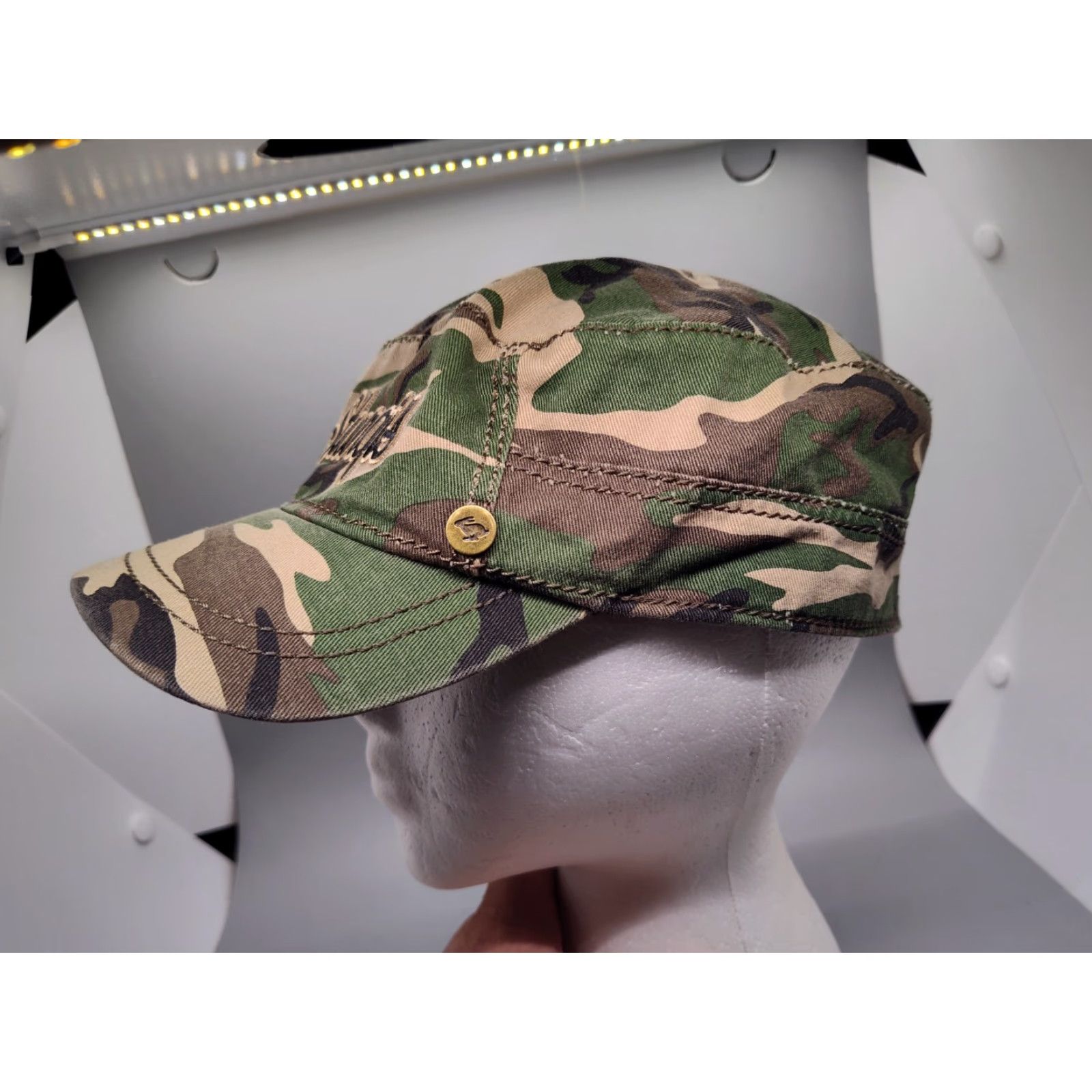 Vintage VINTAGE Peter Grimm Women's Camo Biker Cap Adjustable Strap L/XL Unisex Cotton Size ONE SIZE - 5 Thumbnail