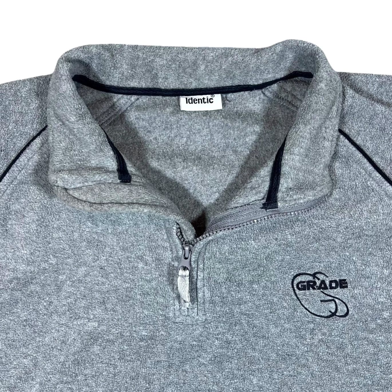 Logo 7 IDENTIC Mini Logo Colour Block 1/4 Zip Fleece Sweatshirt M Grey/Black Embroidered 00's Mens Sweatshirt Size US M / EU 48-50 / 2 - 3 Thumbnail