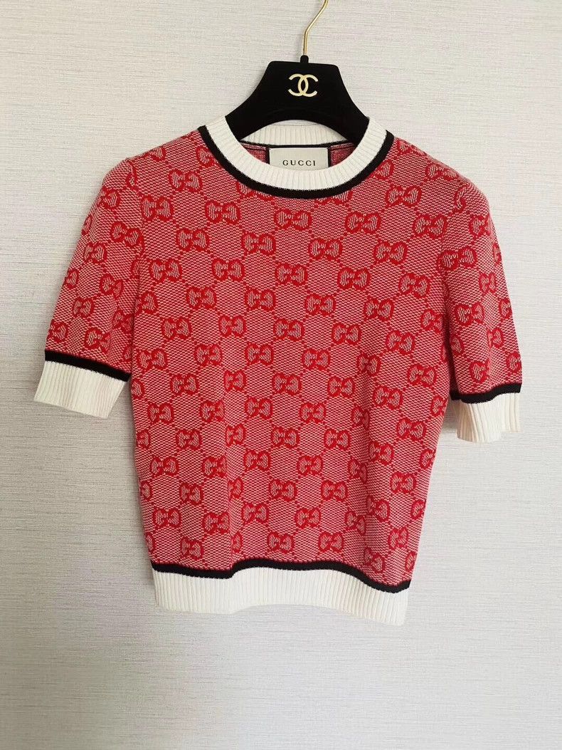 Gucci Gucci Red double G full logo printed pullover sweater short Size XS / US 0-2 / IT 36-38 - 1 Thumbnail