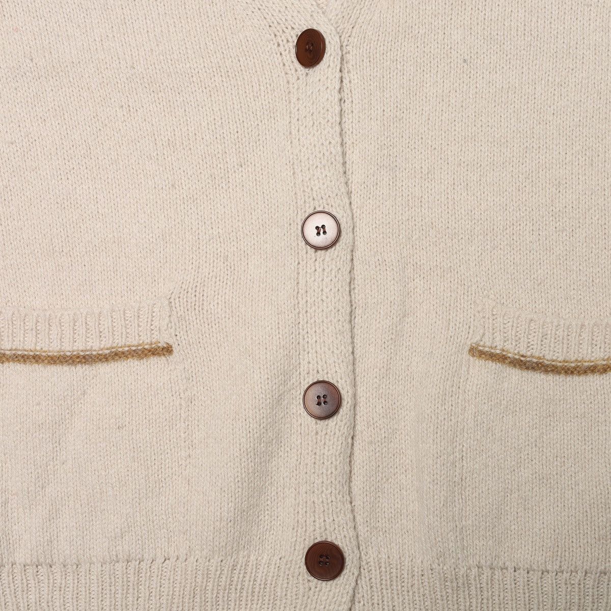 Designer Toast Wool Cotton Cardigan Sweater Beige Size M / US 6-8 / IT 42-44 - 7 Thumbnail