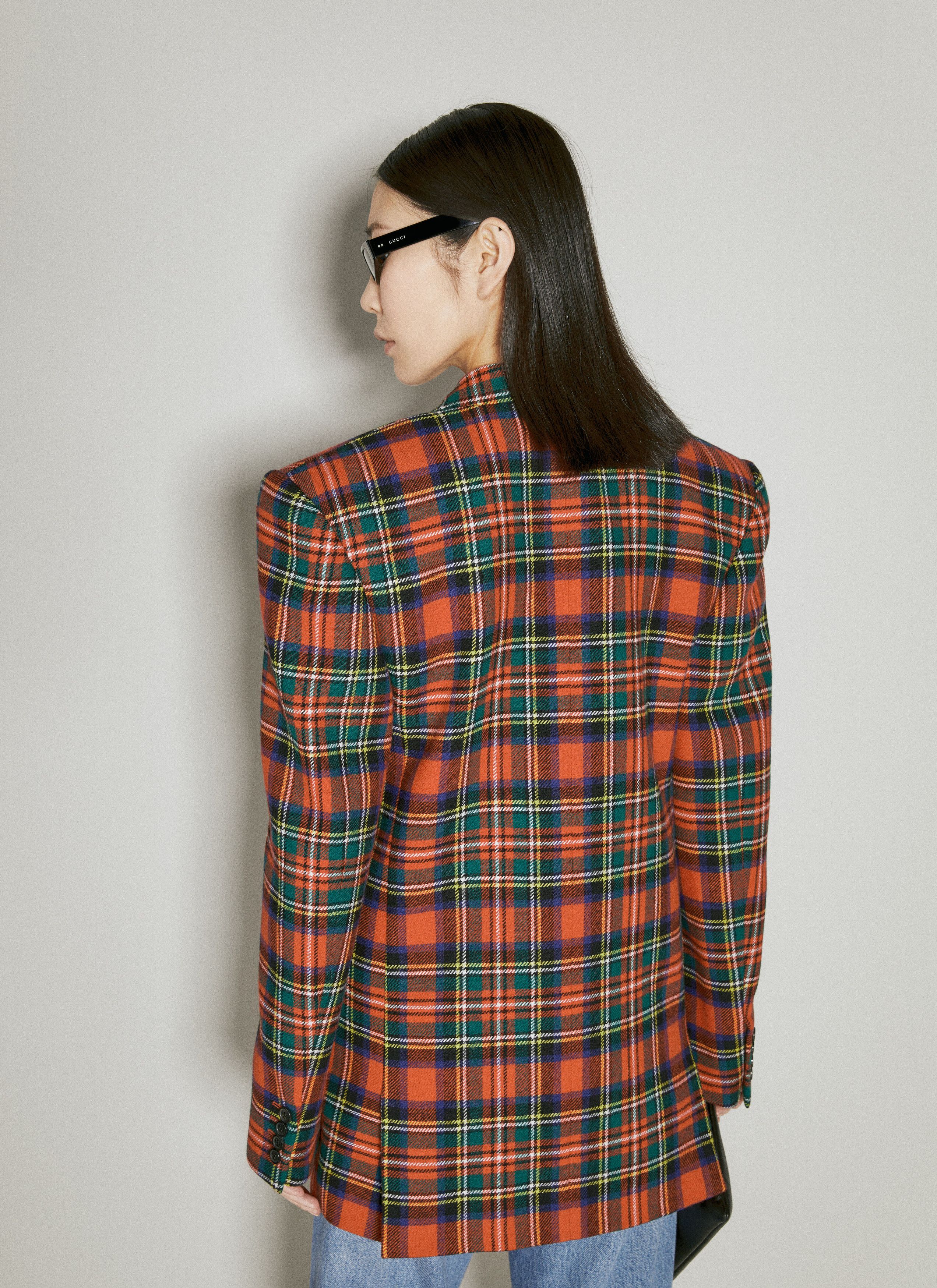 Saint Laurent Paris o1s1wg111024 Oversized Jacket in Tartan Wool in Multicolor Size M / US 6-8 / IT 42-44 - 7 Thumbnail