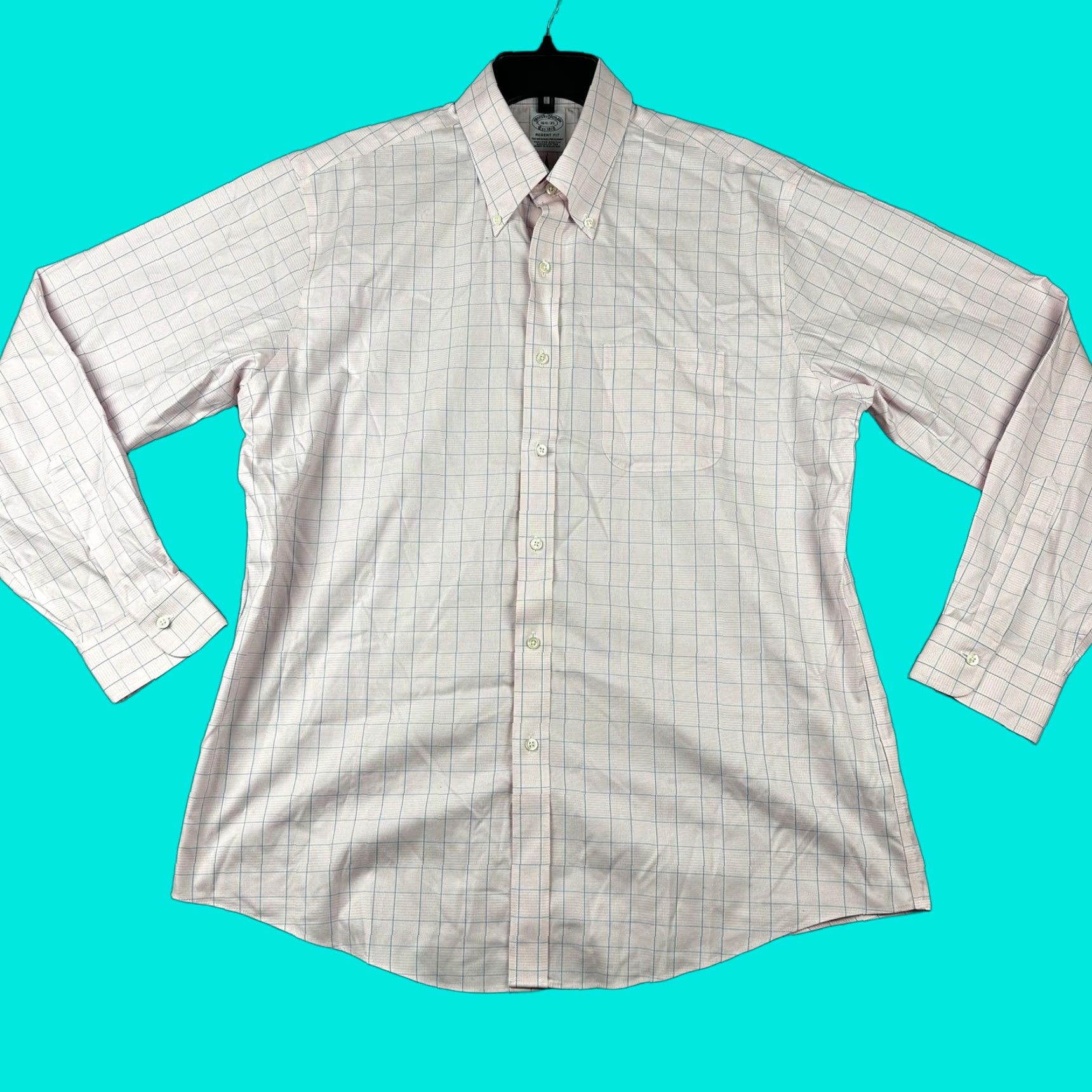 Brooks Brothers Brooks Brothers Shirt Mens 16.5 35 Pink Check Regent Fit Non Iron Stretch Supima Size US XL / EU 56 / 4 - 1 Thumbnail