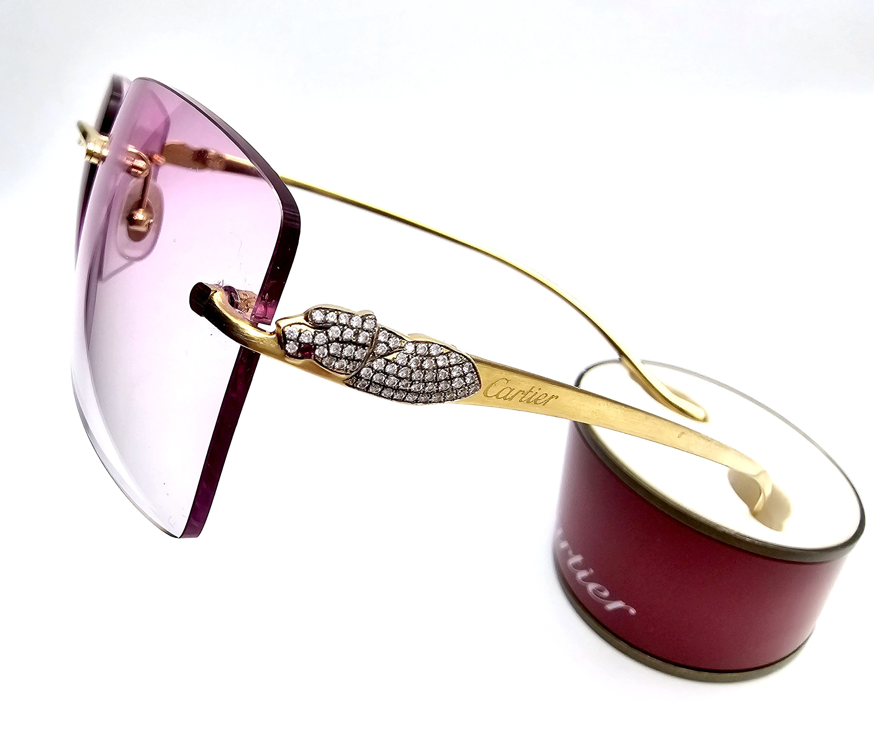 Cartier Cartier Rimless Custom Diamond Gold Sunglasses Size ONE SIZE - 17 Thumbnail