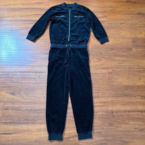 Juicy Couture Juicy Couture Black Velour Jumpsuit Sz Extra Small XS Size XS / US 0-2 / IT 36-38 - 2 Thumbnail