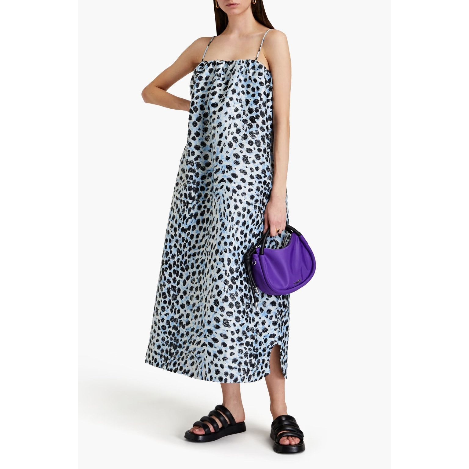 Ganni GANNI Jacquard Midi Dress Egret blue size 38 / M / US 6 NWT Size M / US 6-8 / IT 42-44 - 18 Thumbnail