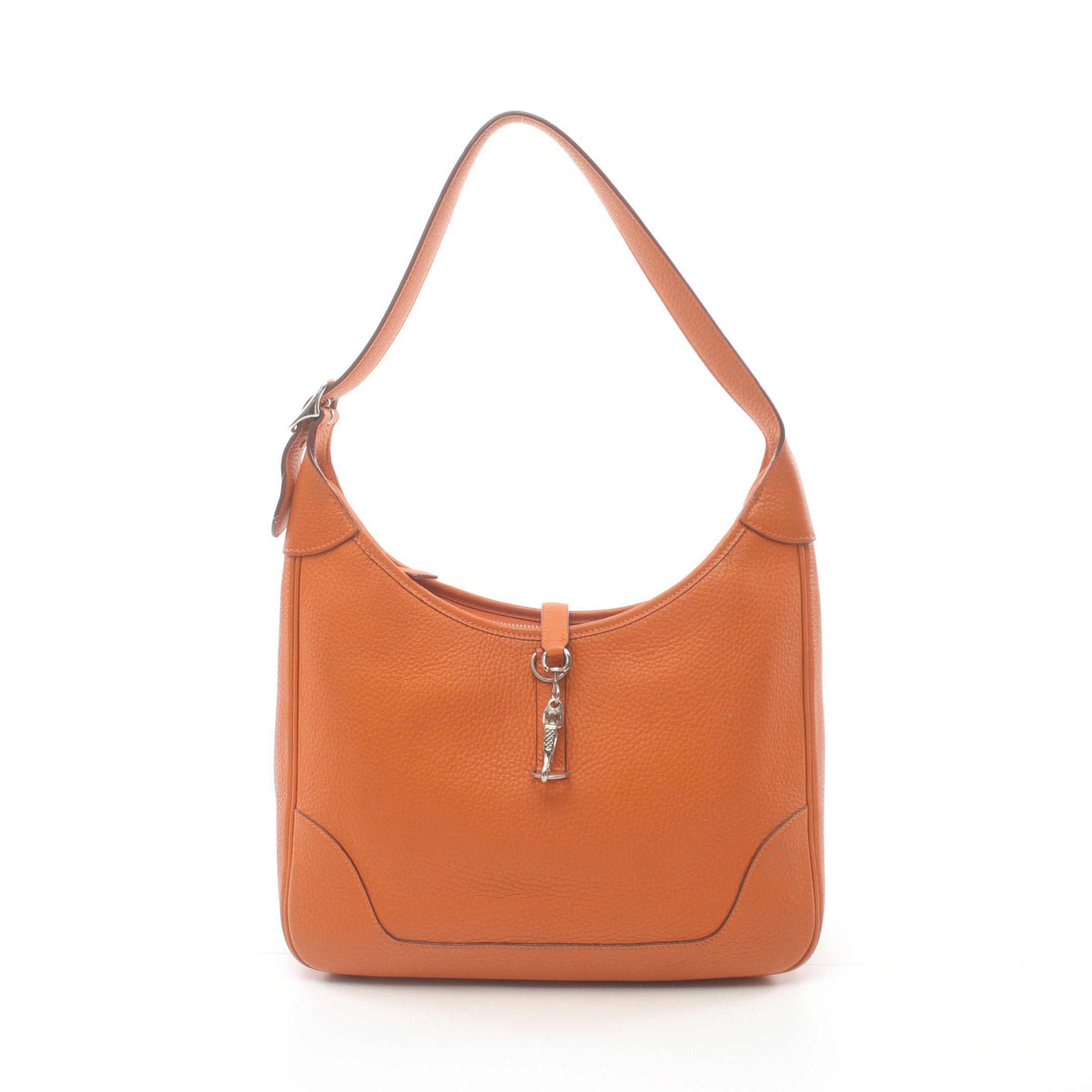Hermes Trim 31 Shoulder Bag Clemence Leather Orange Silver Hardware □J Carved Stamp