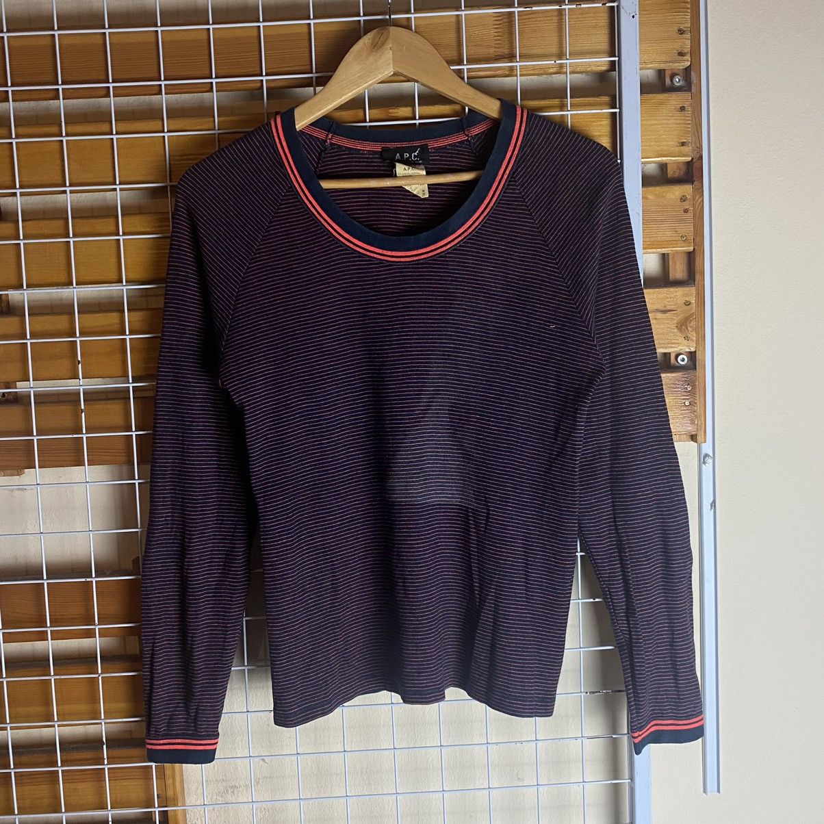 A.P.C. Striped Long Sleeve T-Shirt Boxy Got Line Faded