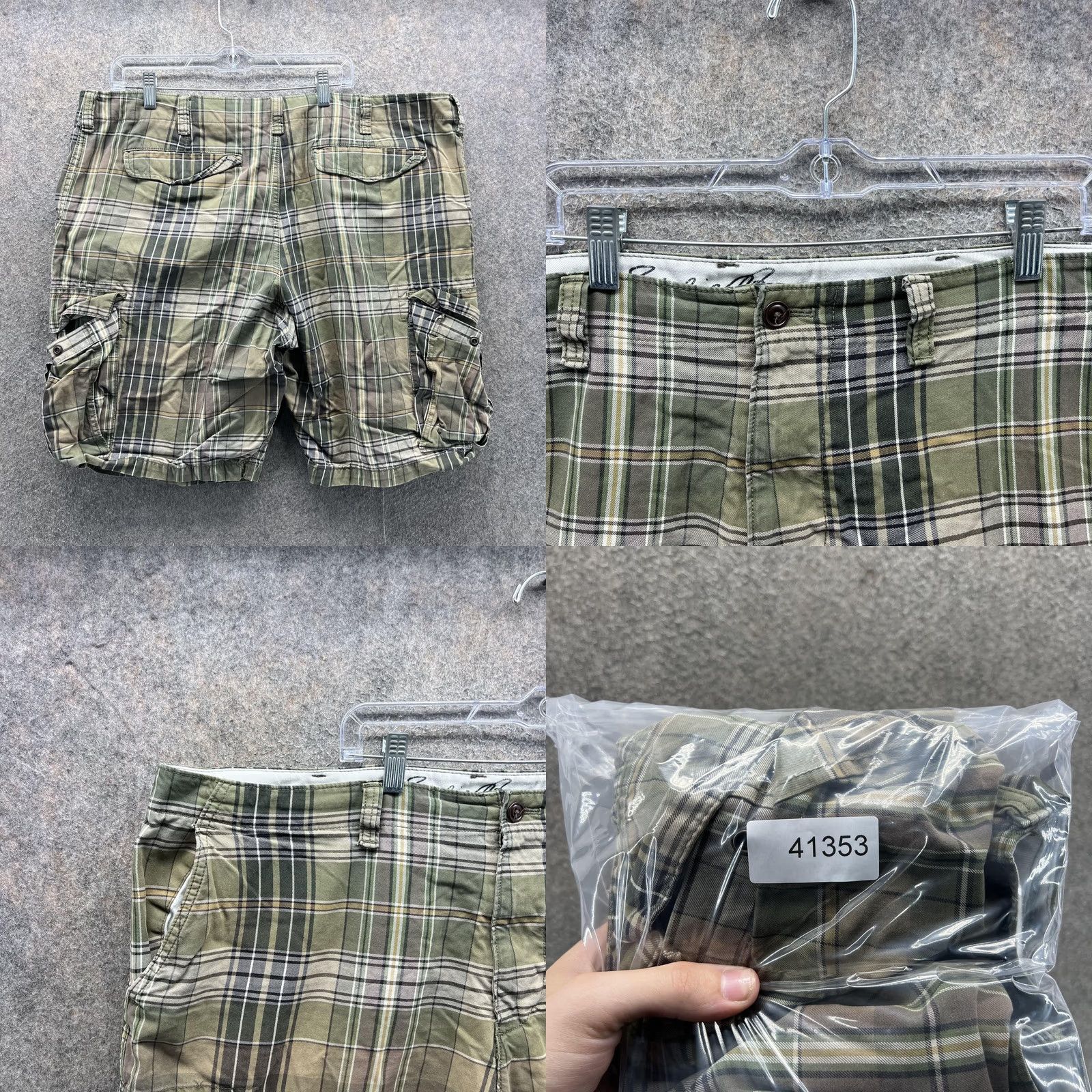 Eddie Bauer Eddie Bauer Cargo Shorts Mens 42 Green Plaid Cotton 11 Inseam Casual Pockets Size US 42 / EU 58 - 8 Thumbnail