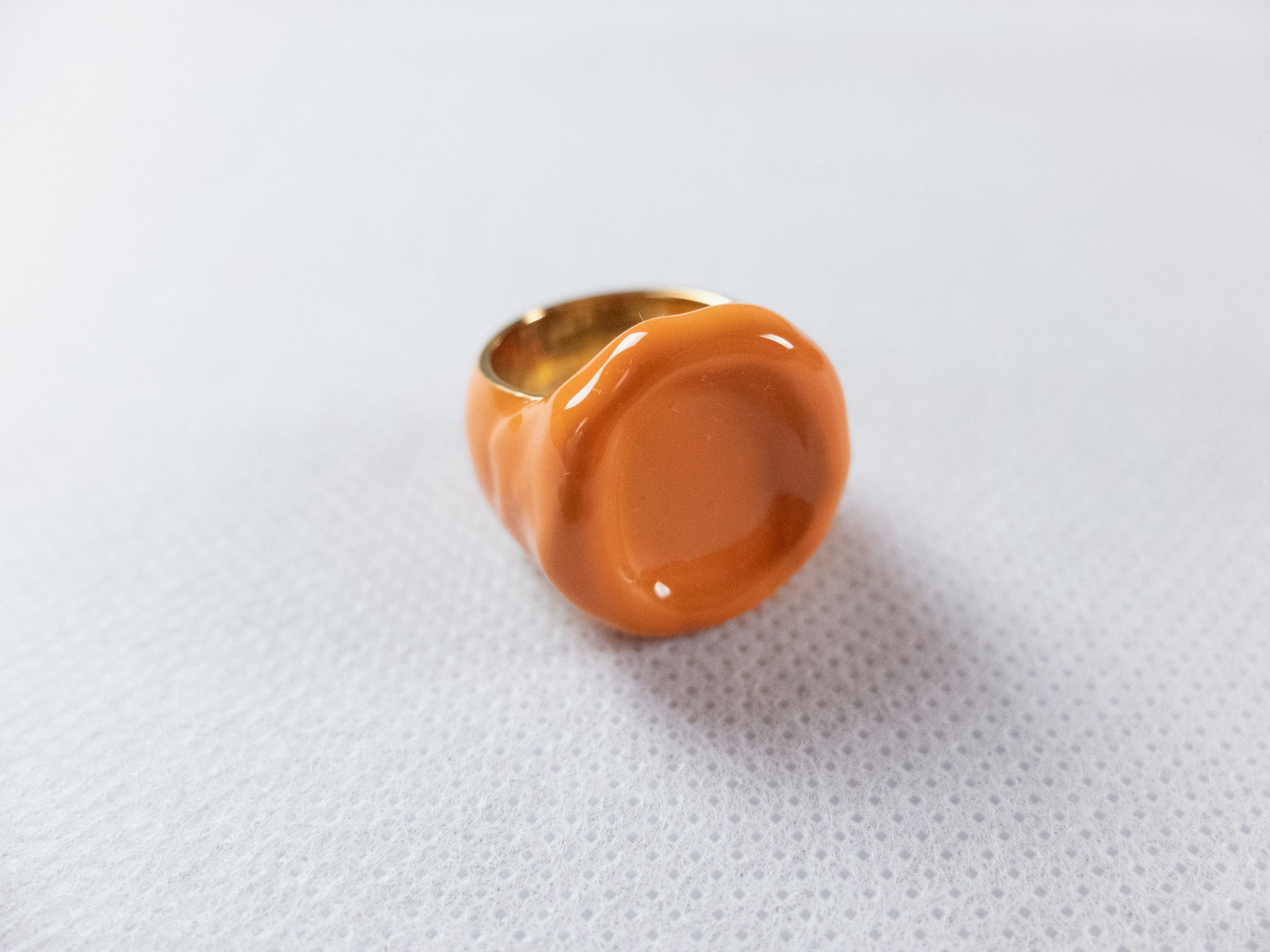 Bottega Veneta BOTTEGA VENETA Seal orange gold plated silver ring 6 13 q Size ONE SIZE - 3 Thumbnail