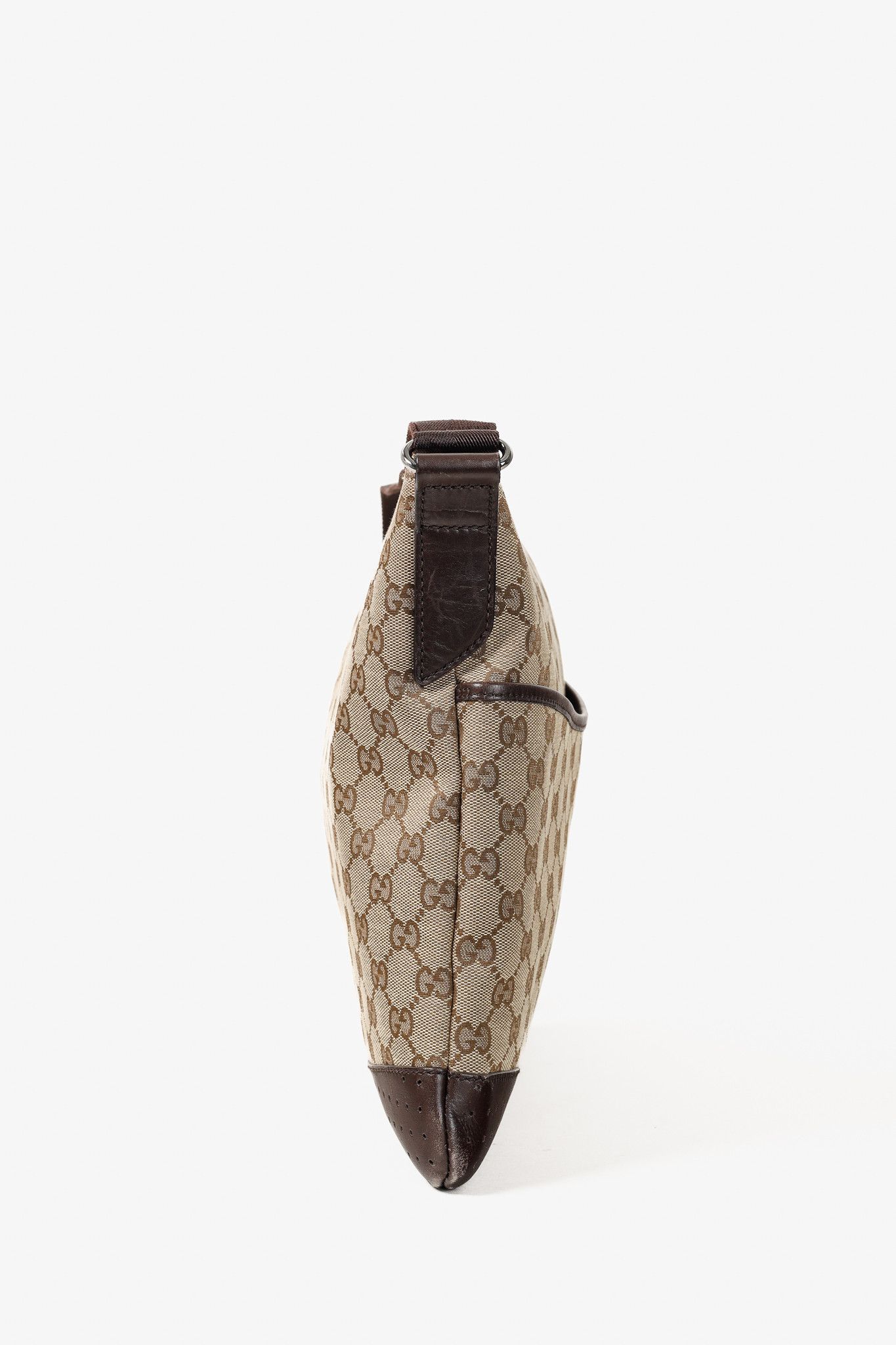 Gucci Gucci GG Monogram Canvas Brown Leather Trim Messenger Bag Size ONE SIZE - 3 Thumbnail