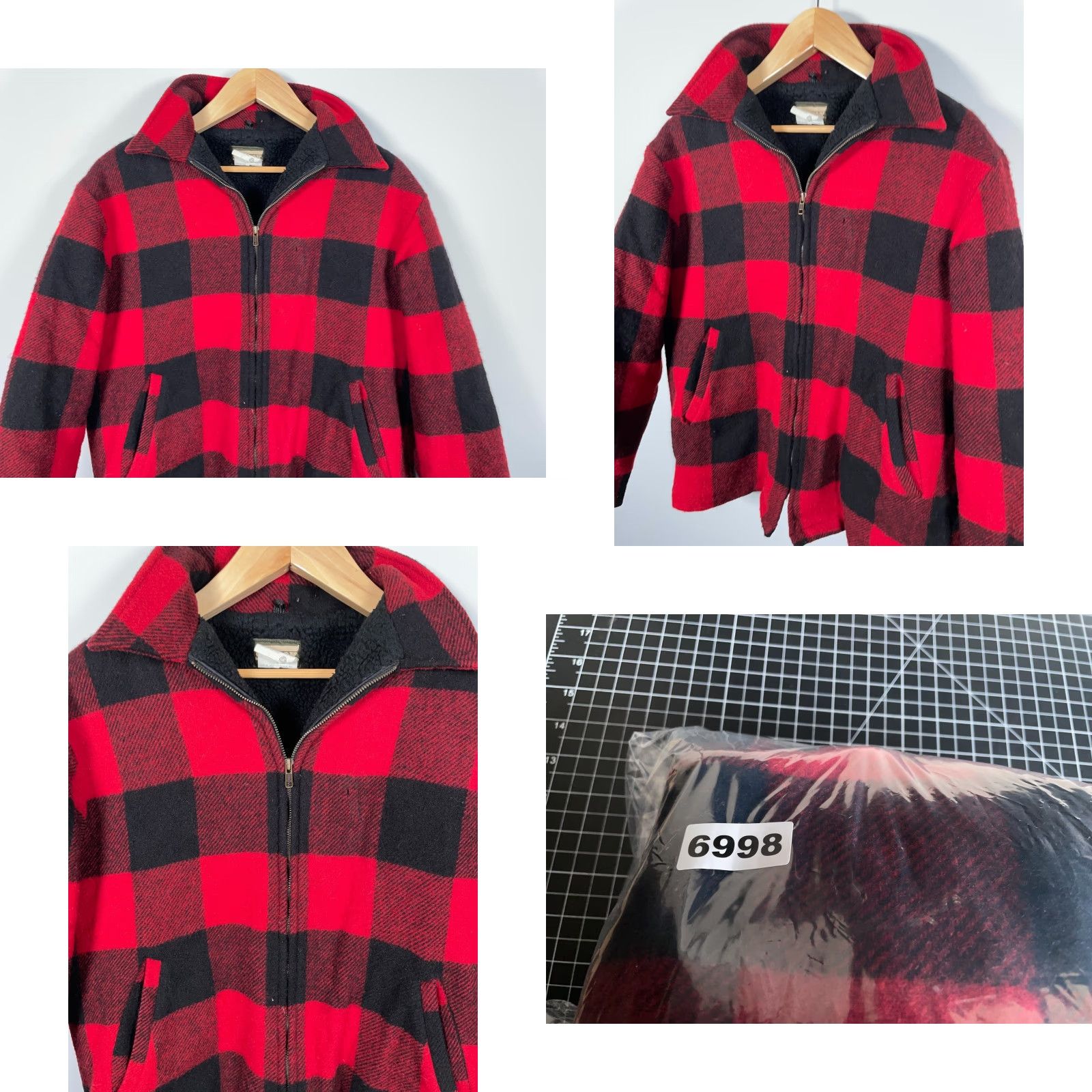 SafTbak VINTAGE SafTbak Wool Sherpa Lined Jacket Mens Large Red Buffalo Plaid Hunting USA Jacket Size US L / EU 52-54 / 3 - 9 Thumbnail