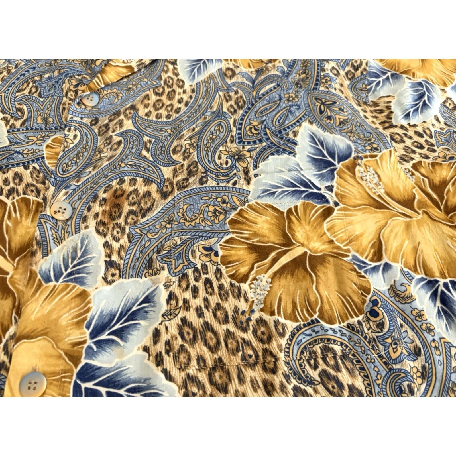 Jams World Jams World Jungle Hibiscus Floral Cheetah Paisley Short Sleeve Shirt Mens XL Size US XL / EU 56 / 4 - 3 Thumbnail