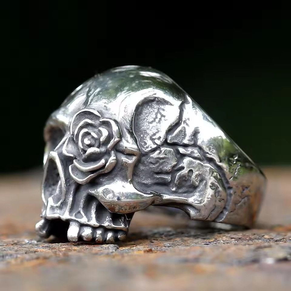 Jewelry CRAFTED SKULL & ROSE ( Size 7-13 Available ) Size ONE SIZE - 2 Thumbnail