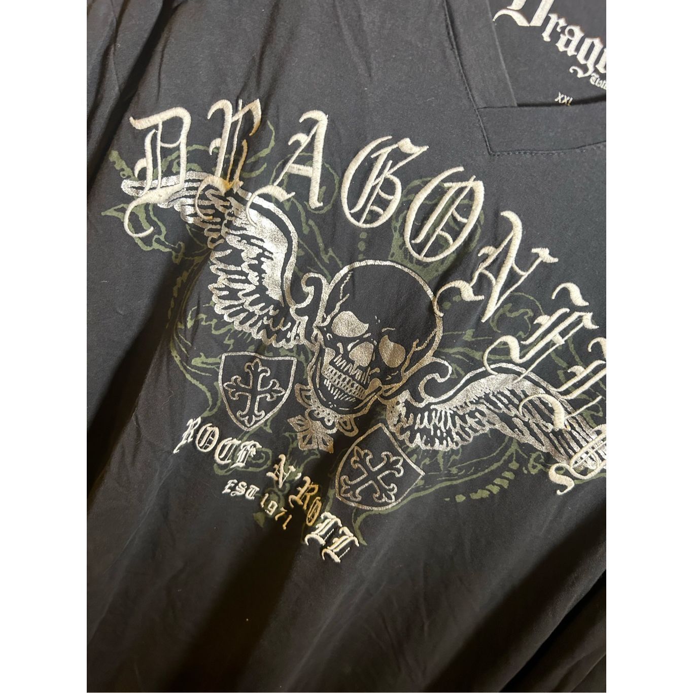 Vintage Vintage Y2K Dragonfly Thermal Embroidered Long Sleeve skull Size US L / EU 52-54 / 3 - 2 Thumbnail