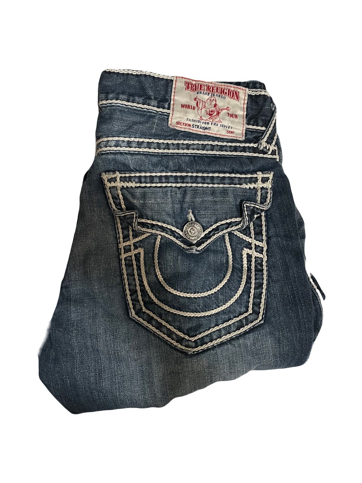 Pre-owned Archival Clothing X True Religion Y2k True Religion Super T White Stitch Chief Keef In Blue