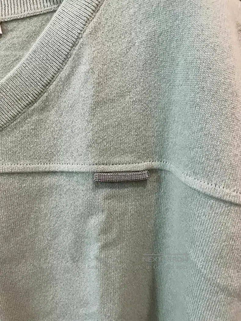 Brunello Cucinelli Brunello Cucinelli Avocado Cashmere Studded Short Sleeve Size XS / US 0-2 / IT 36-38 - 4 Thumbnail