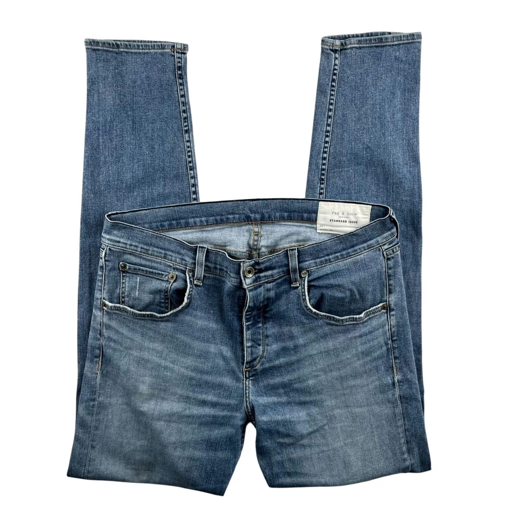 Rag & Bone rag & bone Men’s Fit 1 Denim Jeans Skinny Distressed 38x33 Blue Regular Pants Size US 38 / EU 54 - 2 Thumbnail