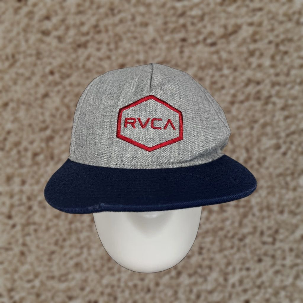 RVCA RVCA Hat Snap Back Adult One Size Gray Blue Red Wool Blend Twill Casual 90s Beach Mens Size ONE SIZE - 1 Thumbnail