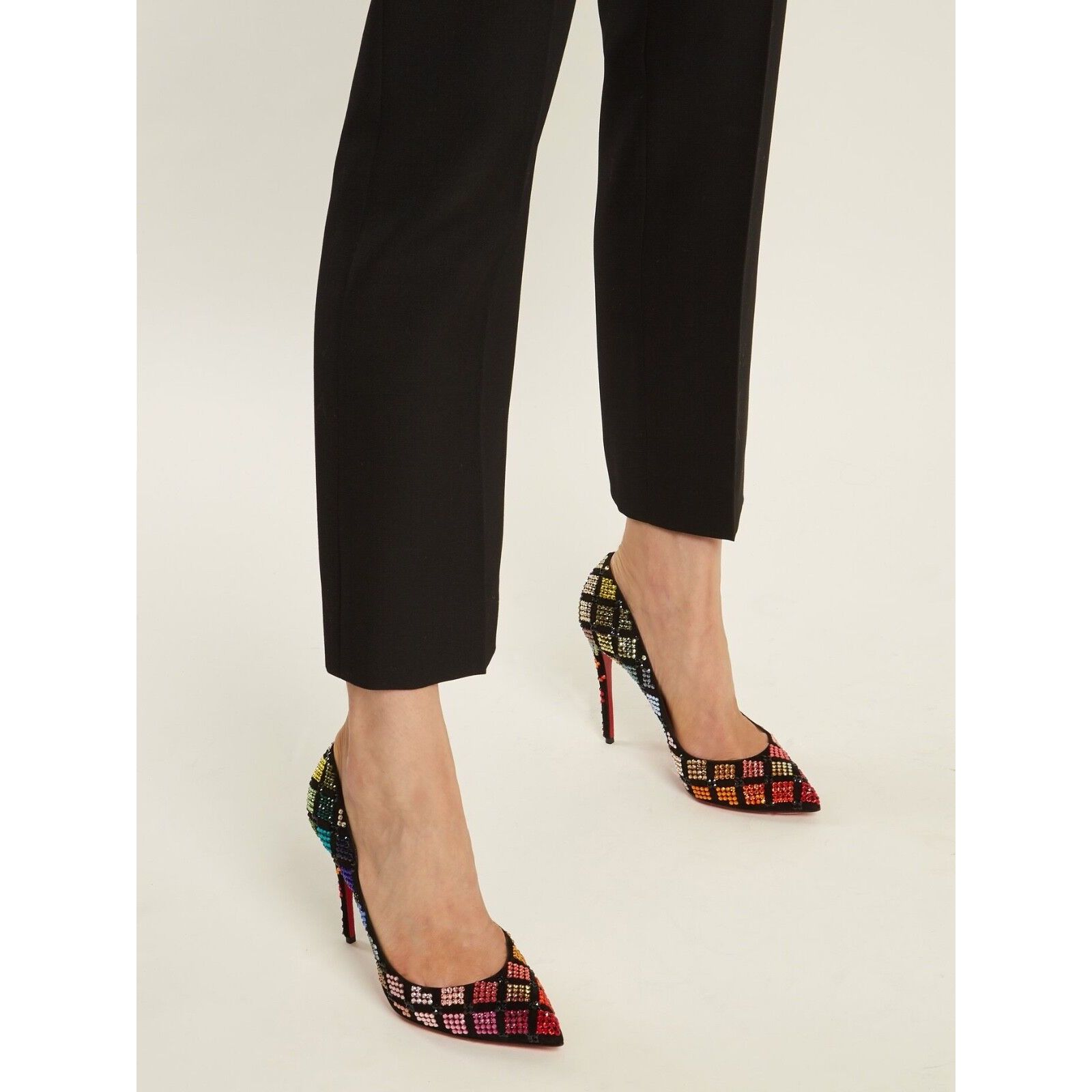 Christian Louboutin Arletta 100 Black Suede Red Strass Pigalle Heel Pump 36.5 Size US 6.5 / IT 36.5 - 5 Thumbnail